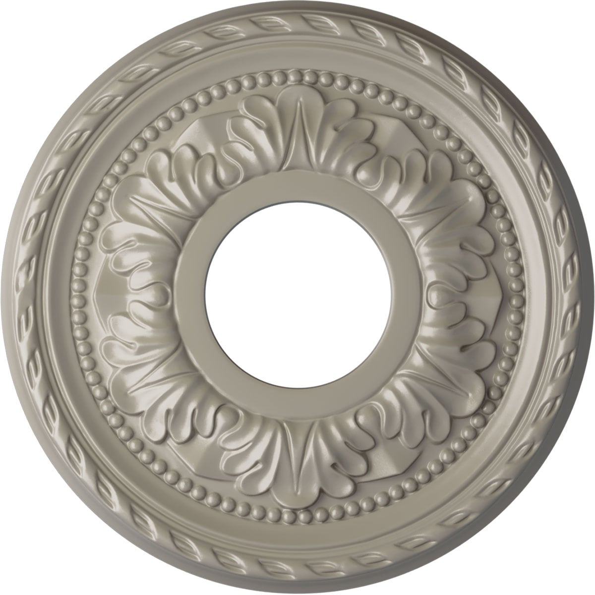 Ekena Millwork CM11PMPWS Palmetto 11.375-in W x 11.375-in L Painted Pearl White Polyurethane Whole Ceiling Medallion