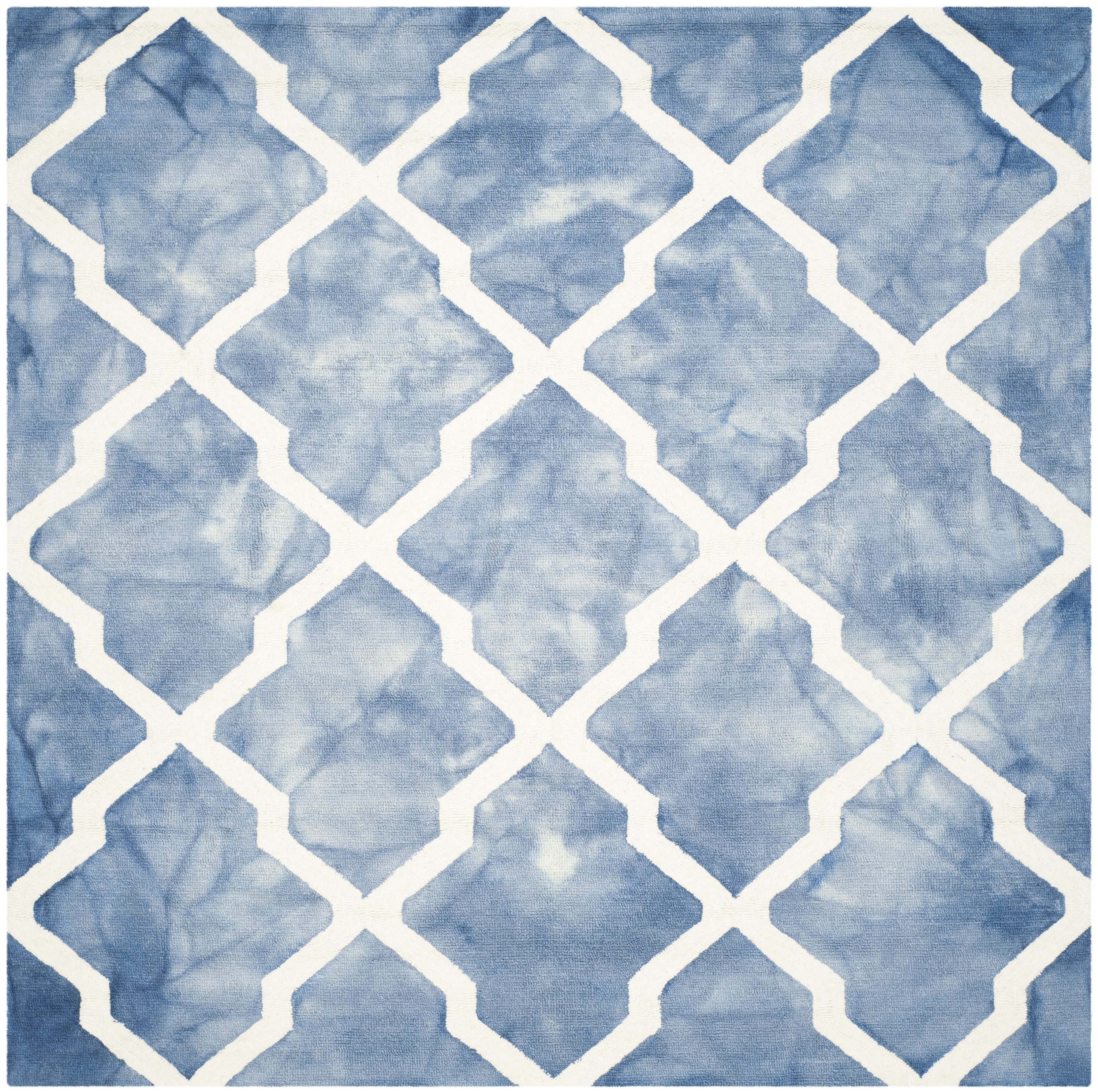 Safavieh DDY540K-7SQ Dip Dye Pamala 7 x 7 (ft) Tufted Wool Blue/Ivory Square Indoor Geometric Bohemian/Eclectic Area rug