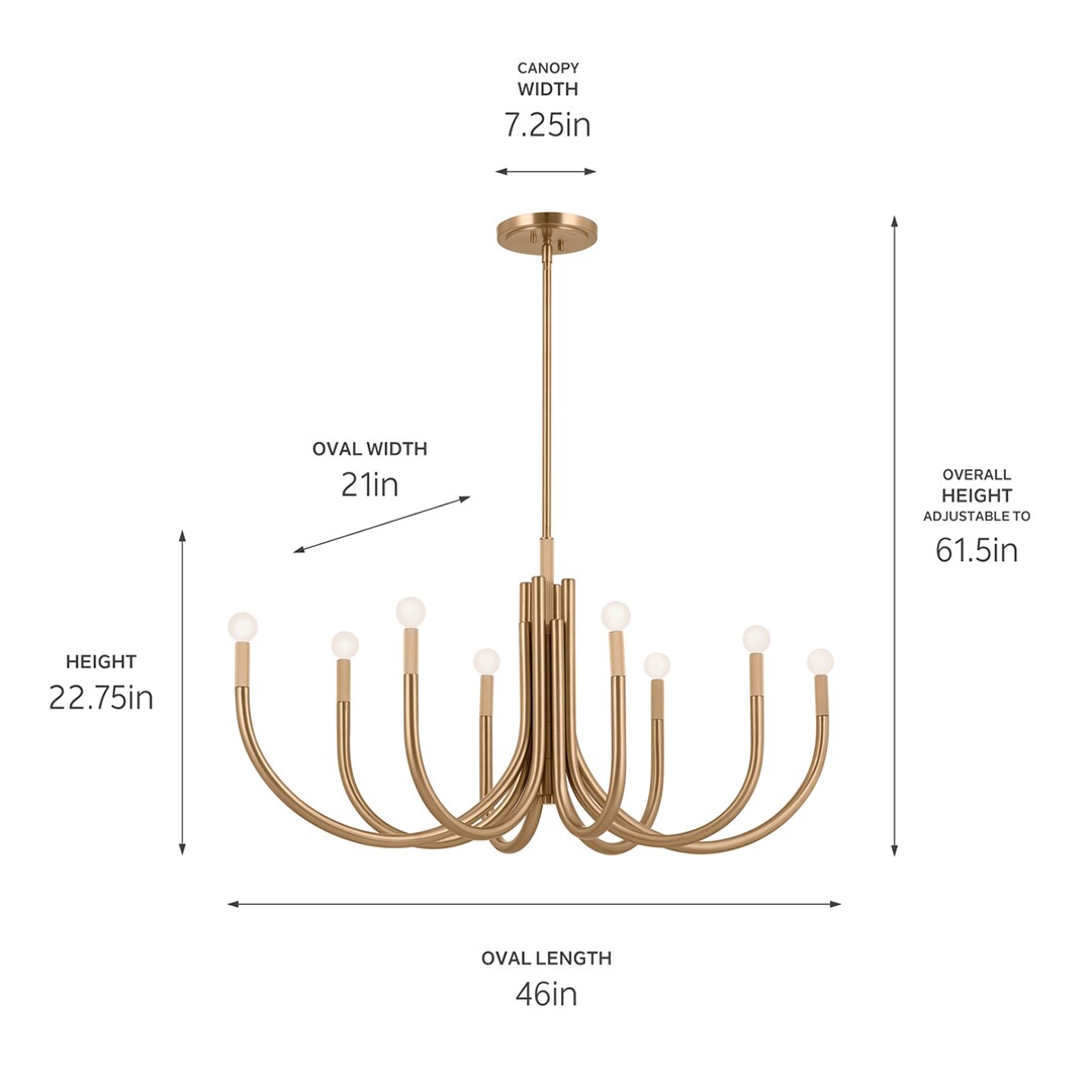 Champagne Bronze 8-Light Oval Candle Chandelier