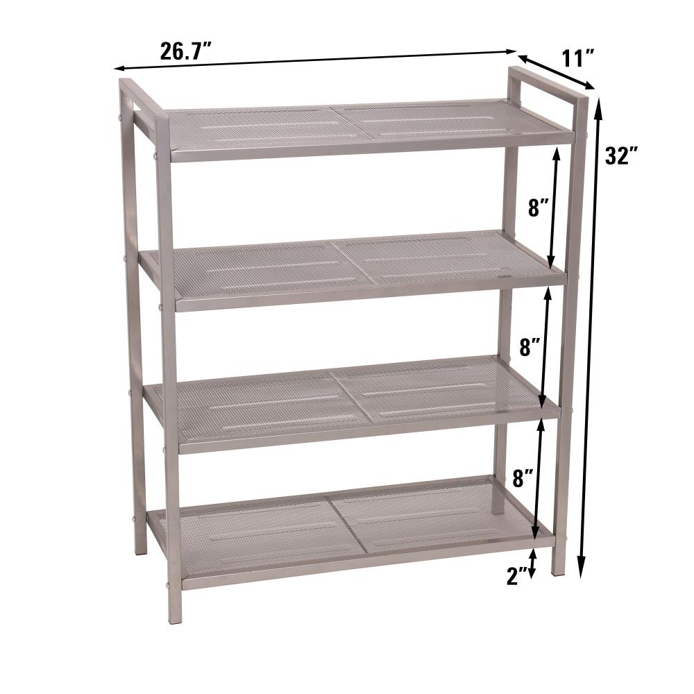 Style Selections 15.9-in H 2 Tier 6 Pair Gray Metal Shoe Rack in the Shoe  Storage department at