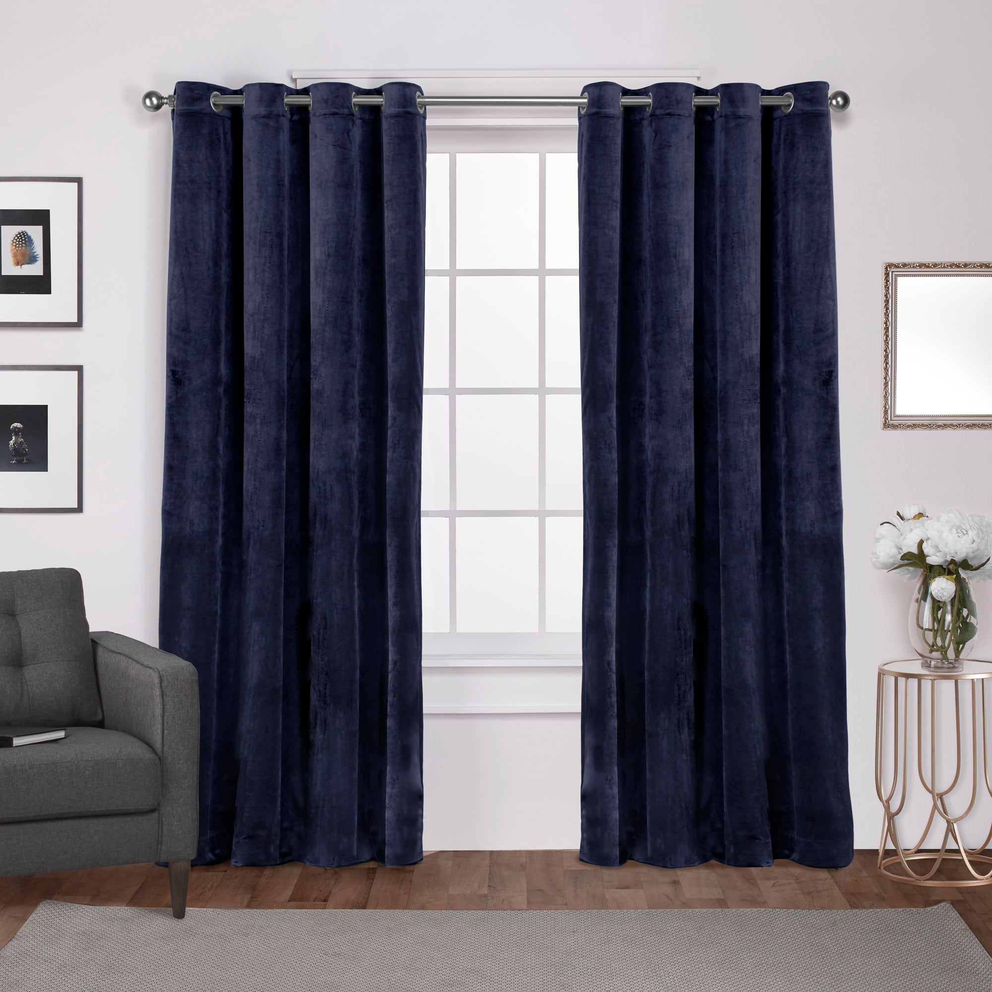 Exclusive Home EH8195-03 2-96G 96-Inches Navy Light filtering Grommet Curtain panel pair