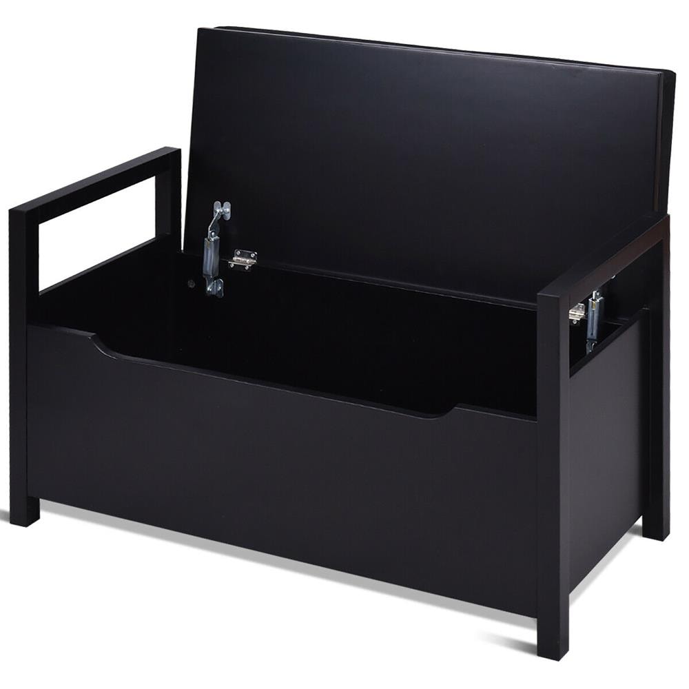 in department Bench Goplus the 34.5-in Modern Storage 19.5-in Benches 15.5-in x Black x at