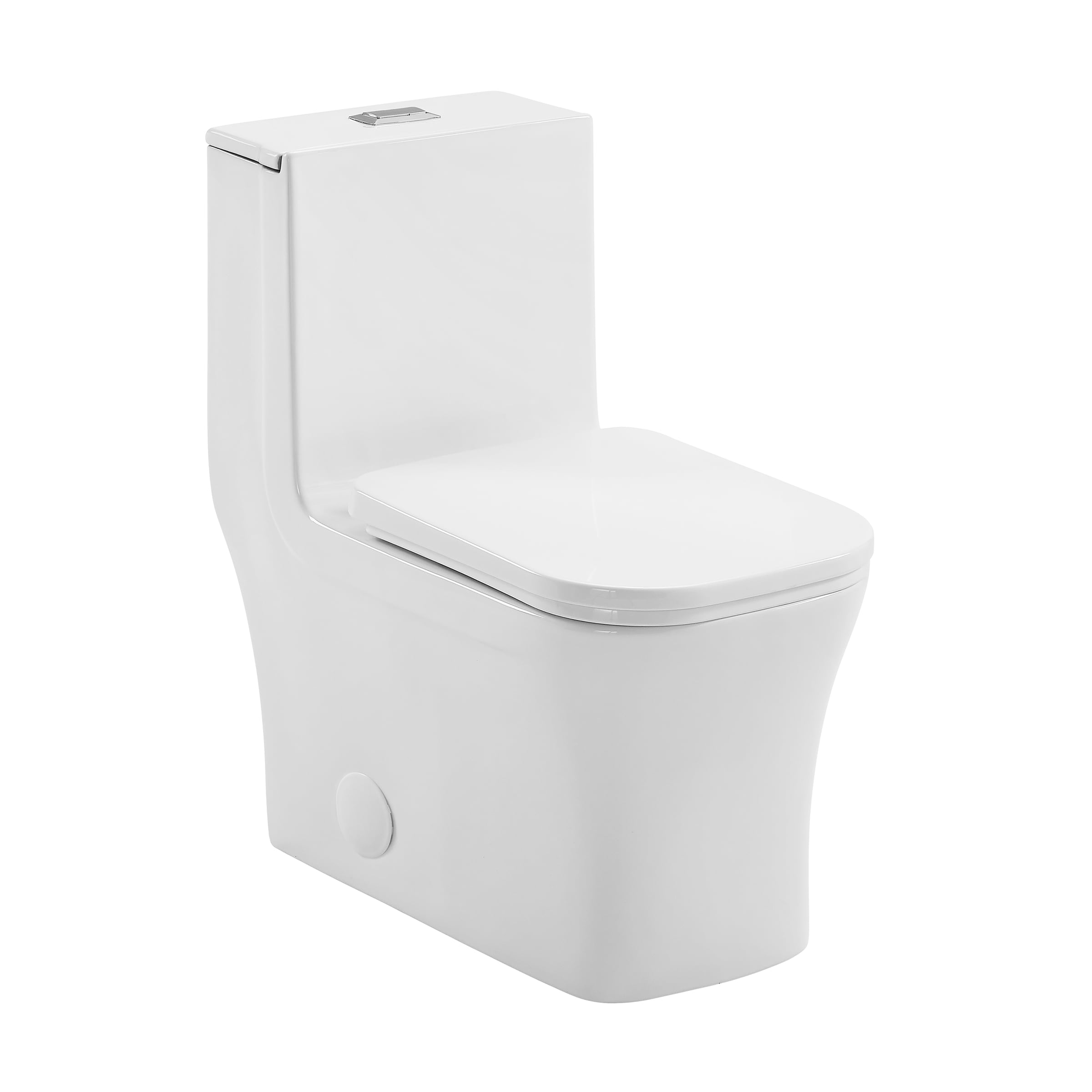 Swiss Madison SM-25-1TBAS11WH Bastille Glossy White Dual Flush Square Standard height Smart Soft Close 1-piece Toilet 10-in Rough-In 1.6 GPF