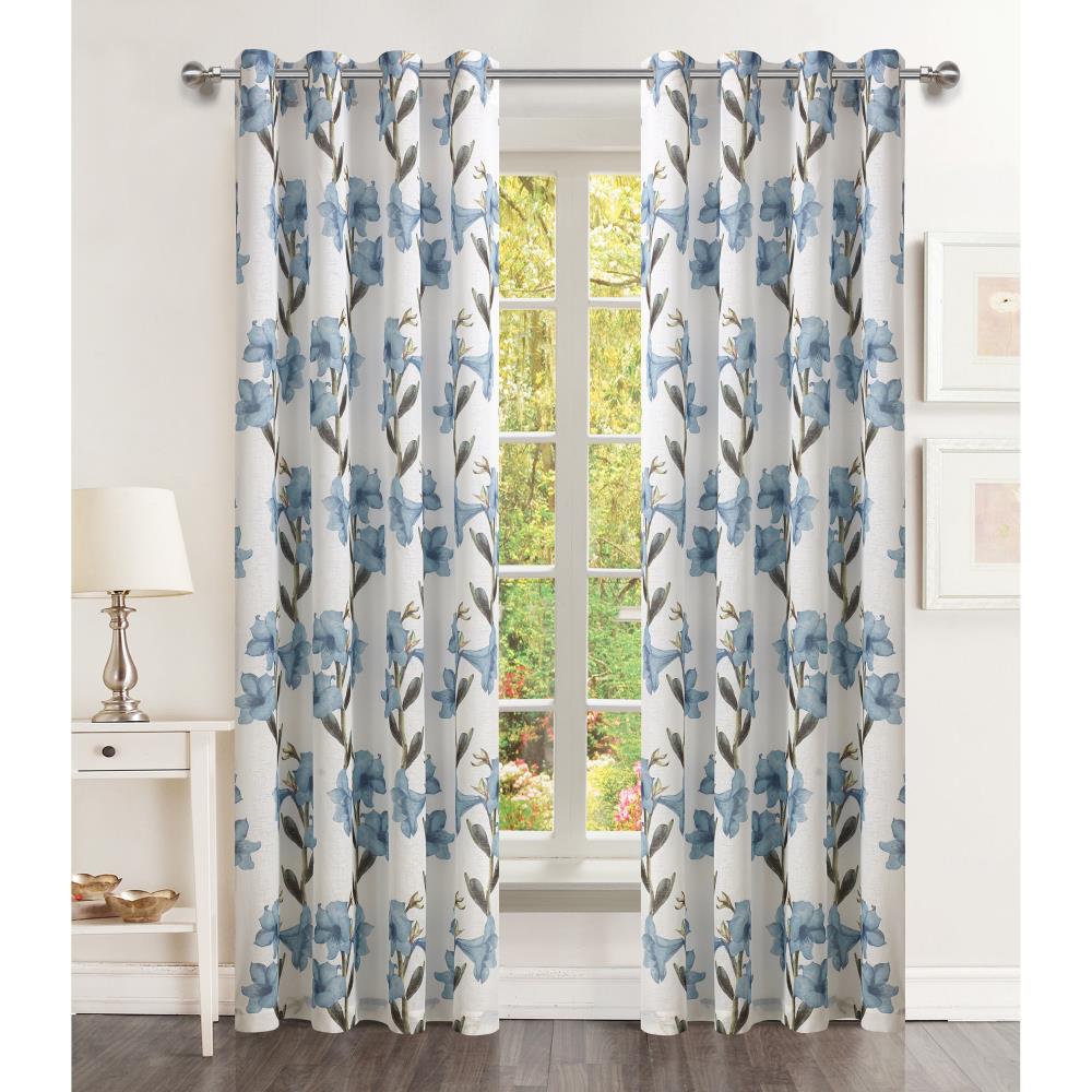 Popular Home 936599 84-Inches SKY BLUE Floral Grommet Single curtain panel