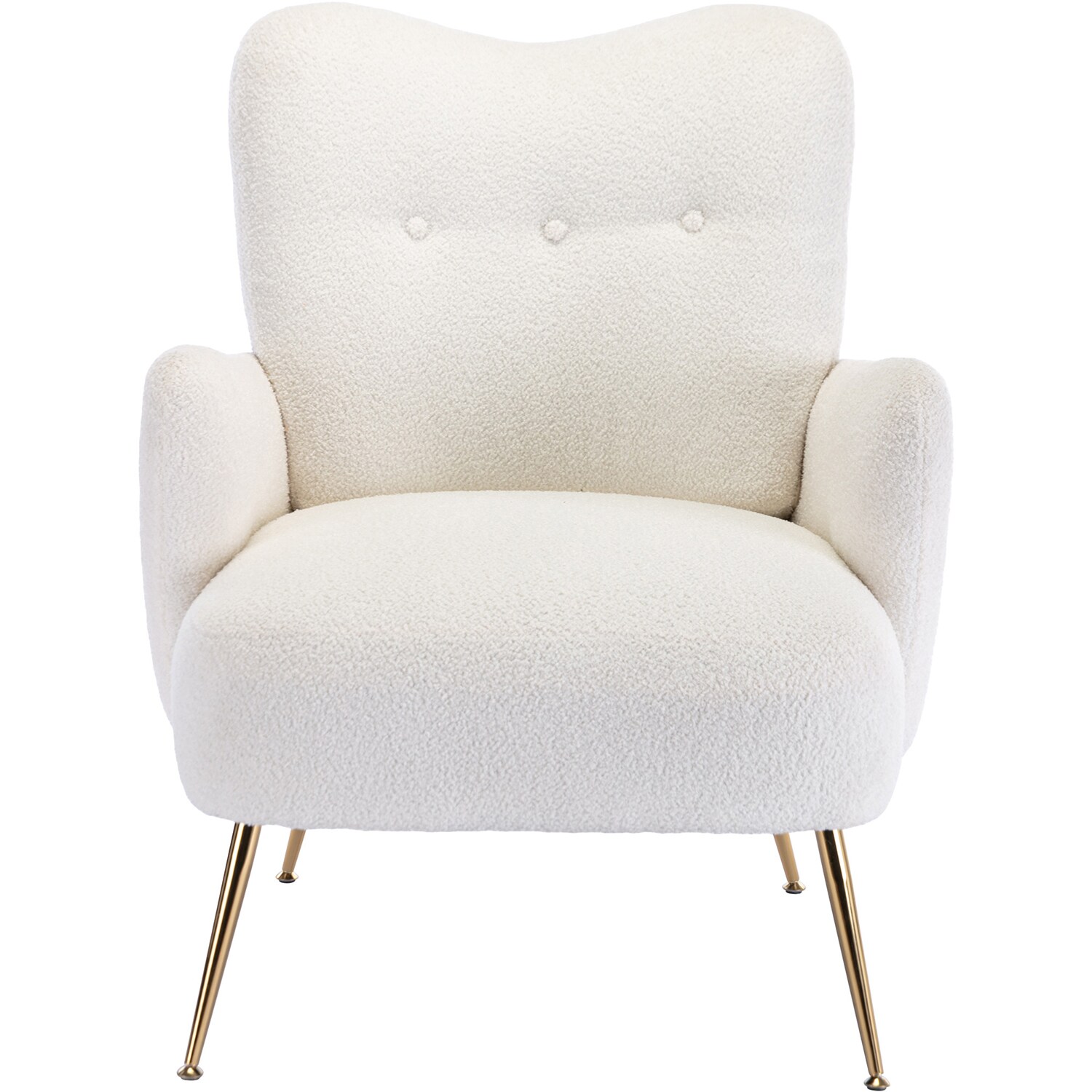 Modern Accent Chair, Teddy Short Plush Particle Velvet Armchair with  Ottoman White-ModernLuxe