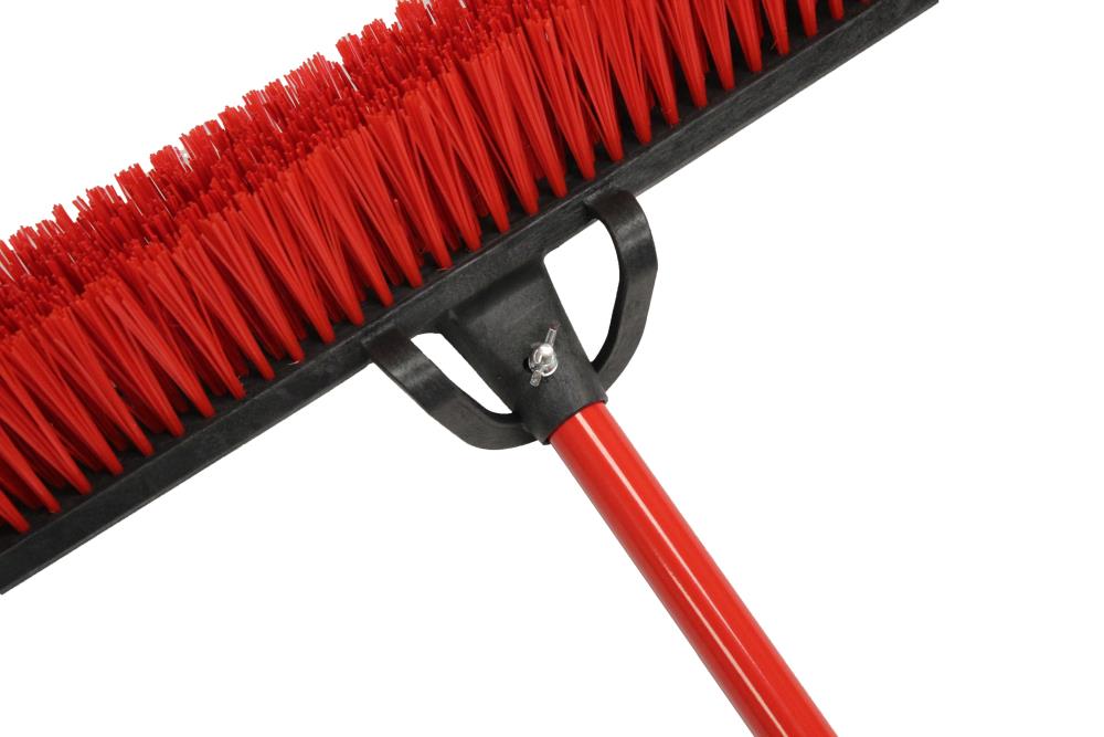 Outdoor Stiff-Bristle Poly Push Broom, 24, Red, Each - mastersupplyonline