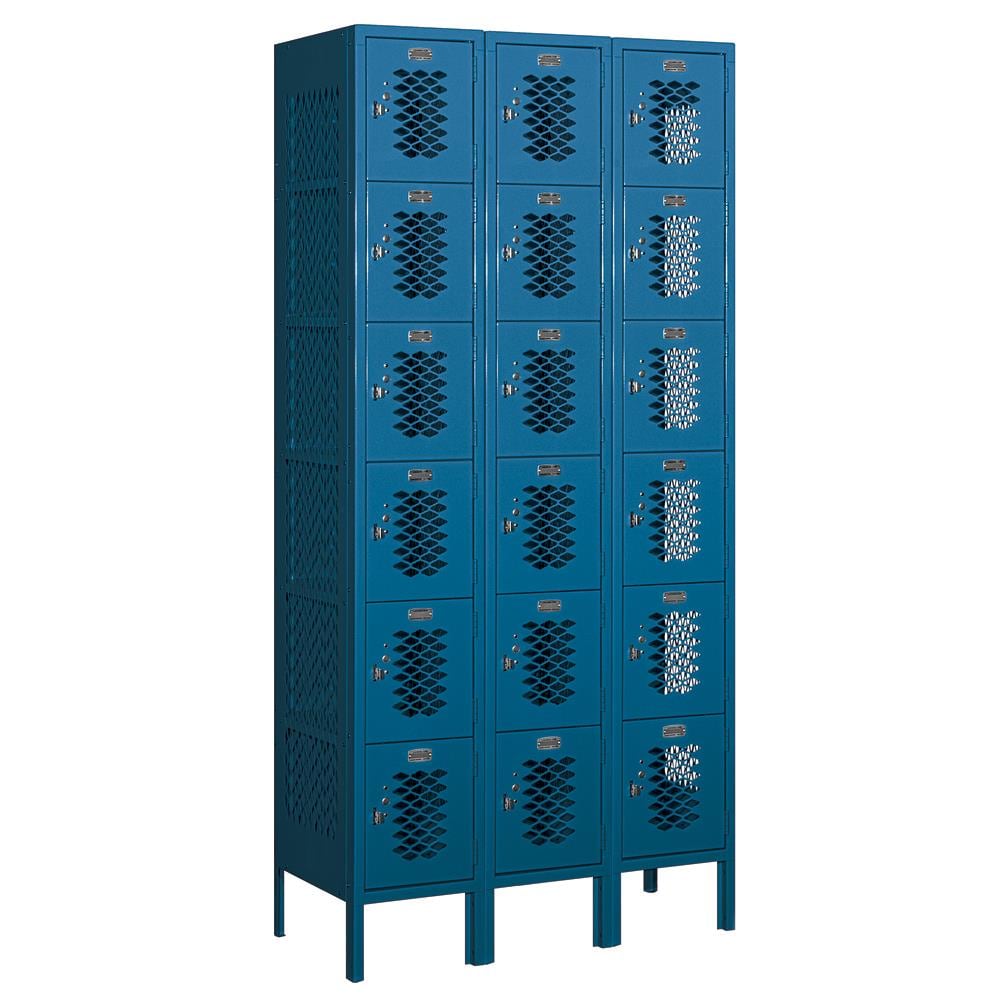 SALSBURY INDUSTRIES 76365BL-U 76000 Series 12" Wide Six Tier Box Style Vented Metal Locker 36-Inches W x 78-Inches H x 15-Inches D Steel Full Storage Lockers