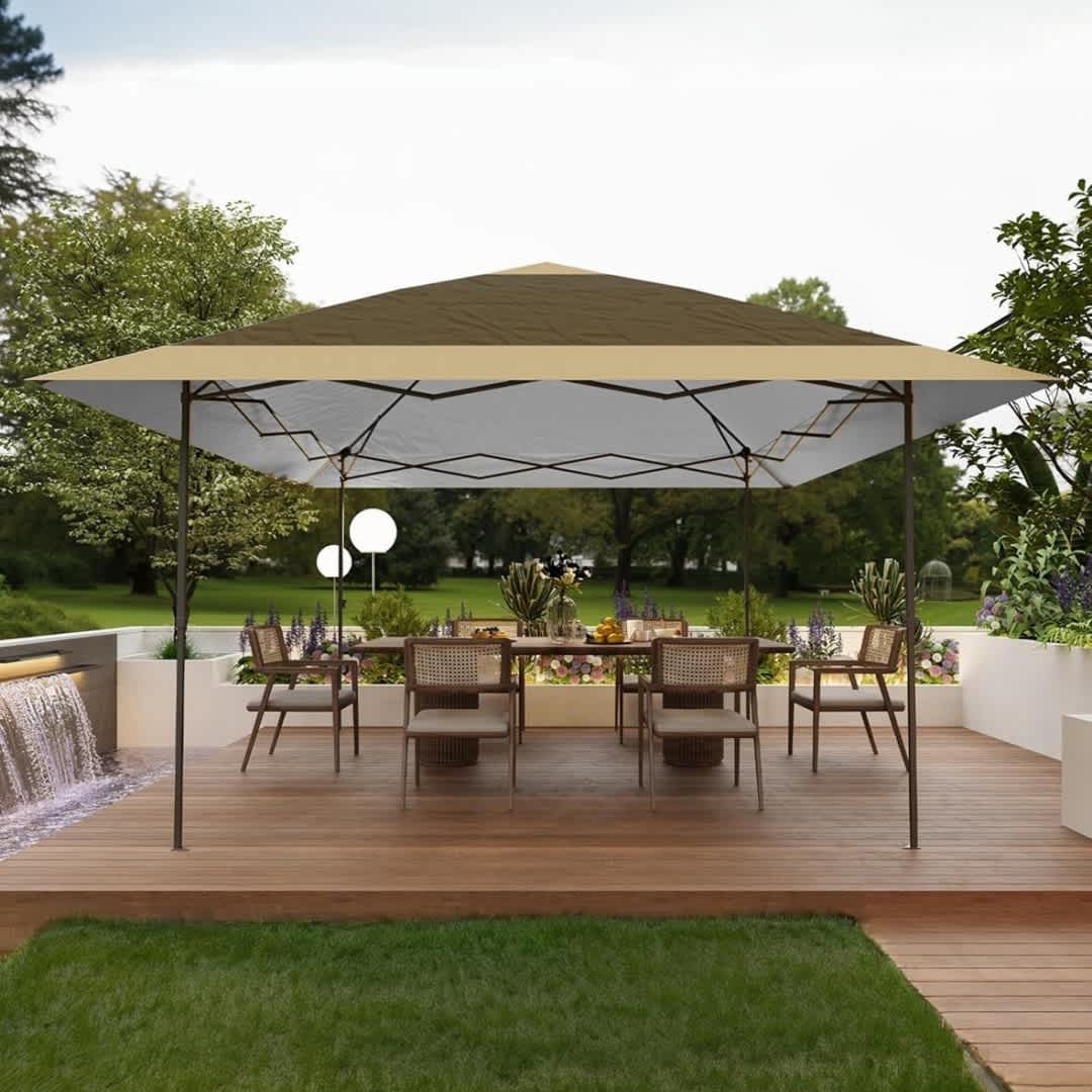 Qeetex KL-PHO-12C0RSW3 13X13 Pop Up Gazebo Event Ready Gazebo Spacious Shelter Elegant Design Quick Assembly for Outdoor Dining Parties Backyard Celebrations