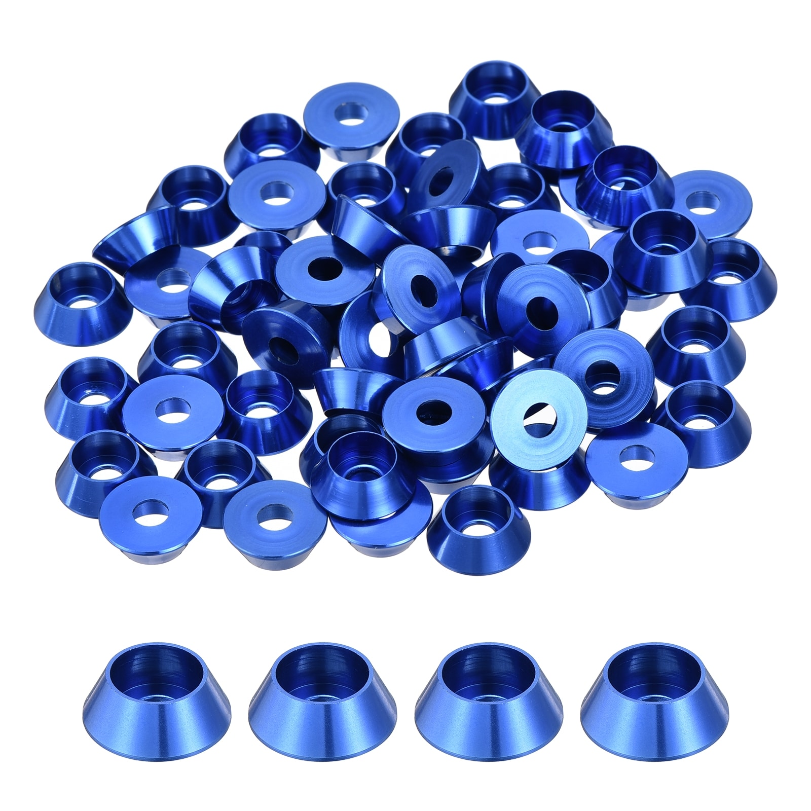 Unique Bargains M4 Cone Cup WashersAnodized Aluminum Gaskets Cup Head Washer Gasket for Screw RC/FPV/PC/Drone/Mechanical Accessories Model Parts 60pcs (Dark Blue) #S26080601UX2199