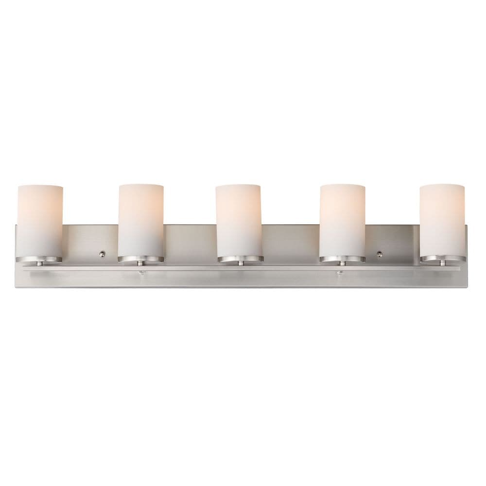 Maxim Lighting Lateral 5 - Light Satin Nickel/Silver Transitional Incandescent Glass And Steel Wall Sconce