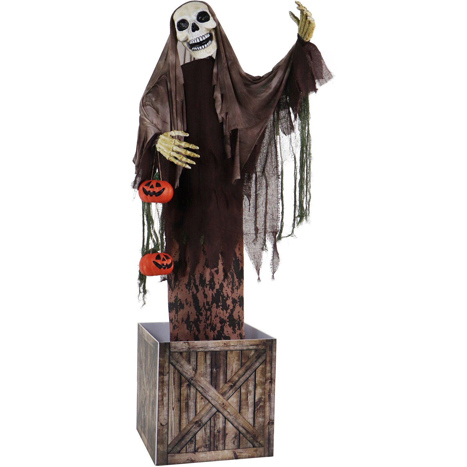 Haunted Hill Farm 65-in Laughing Lighted Animatronic Skeleton Free ...