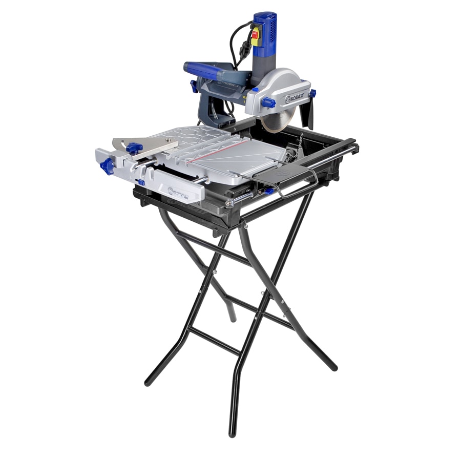 Kobalt 7-in 9-Amp Table Top Sliding Table Tile Saw with Stand at