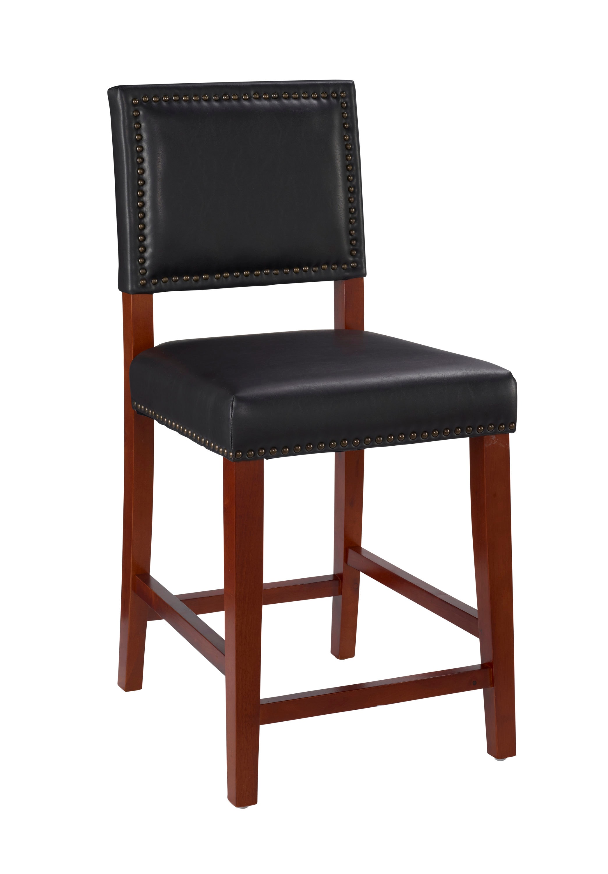 Linon Brook Black 24-in H Counter height Upholstered Wood Bar Stool ...