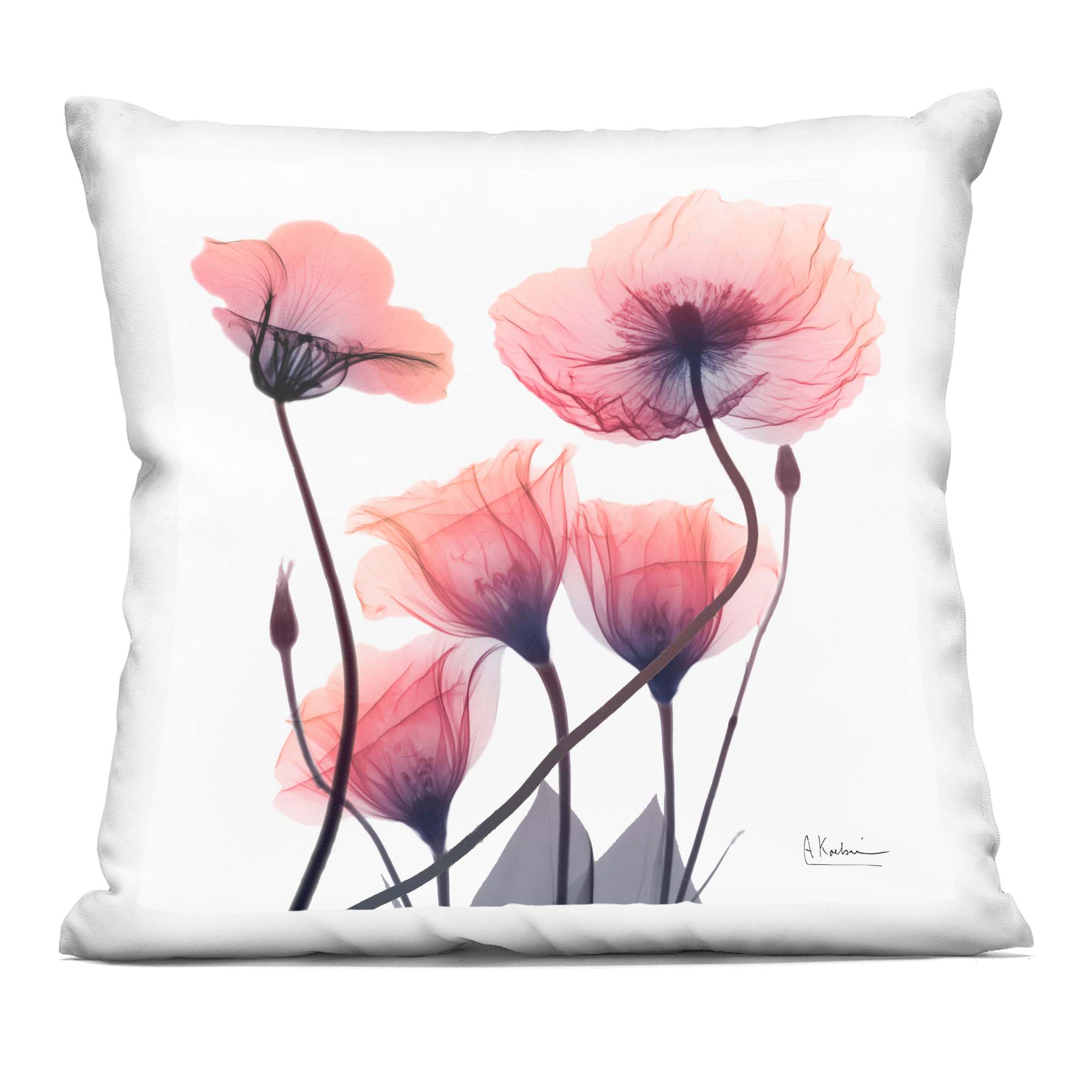 Stupell Industries PLO-724-SQW-18X18 Pink Gradient Blooms Decorative Printed Pillow Design by Albert Koetsier
