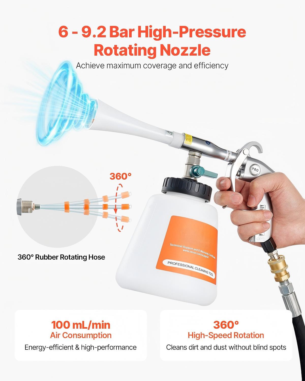 SUGIFT Vortex Cleaning Gun with Dual Nozzle Control and Adjustable