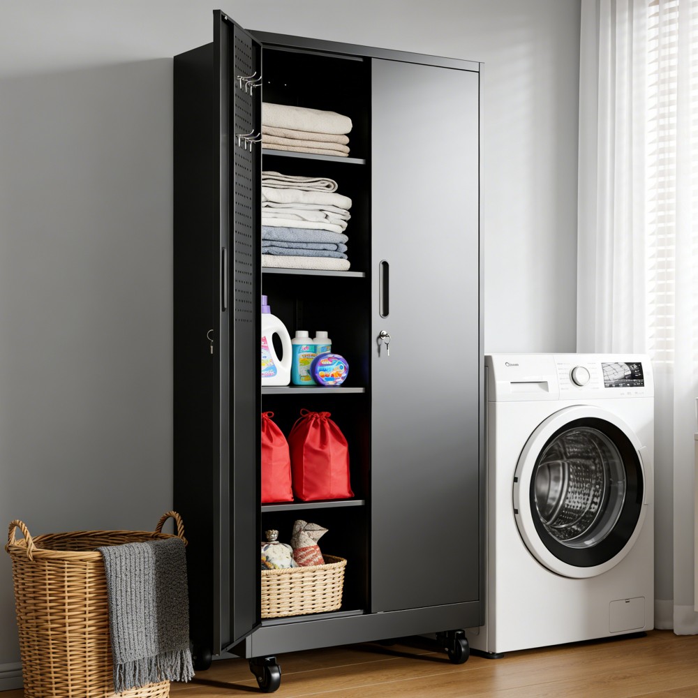EXTRAUP Utility Storage Cabinets 34-in W x 71-in H Steel Black ...