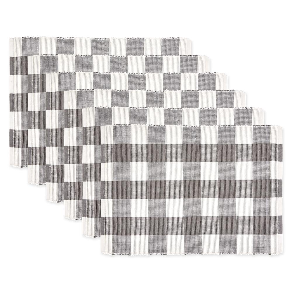 DII CAMZ11455 6-Pack Gray and White Wicker Rectangle Placemats