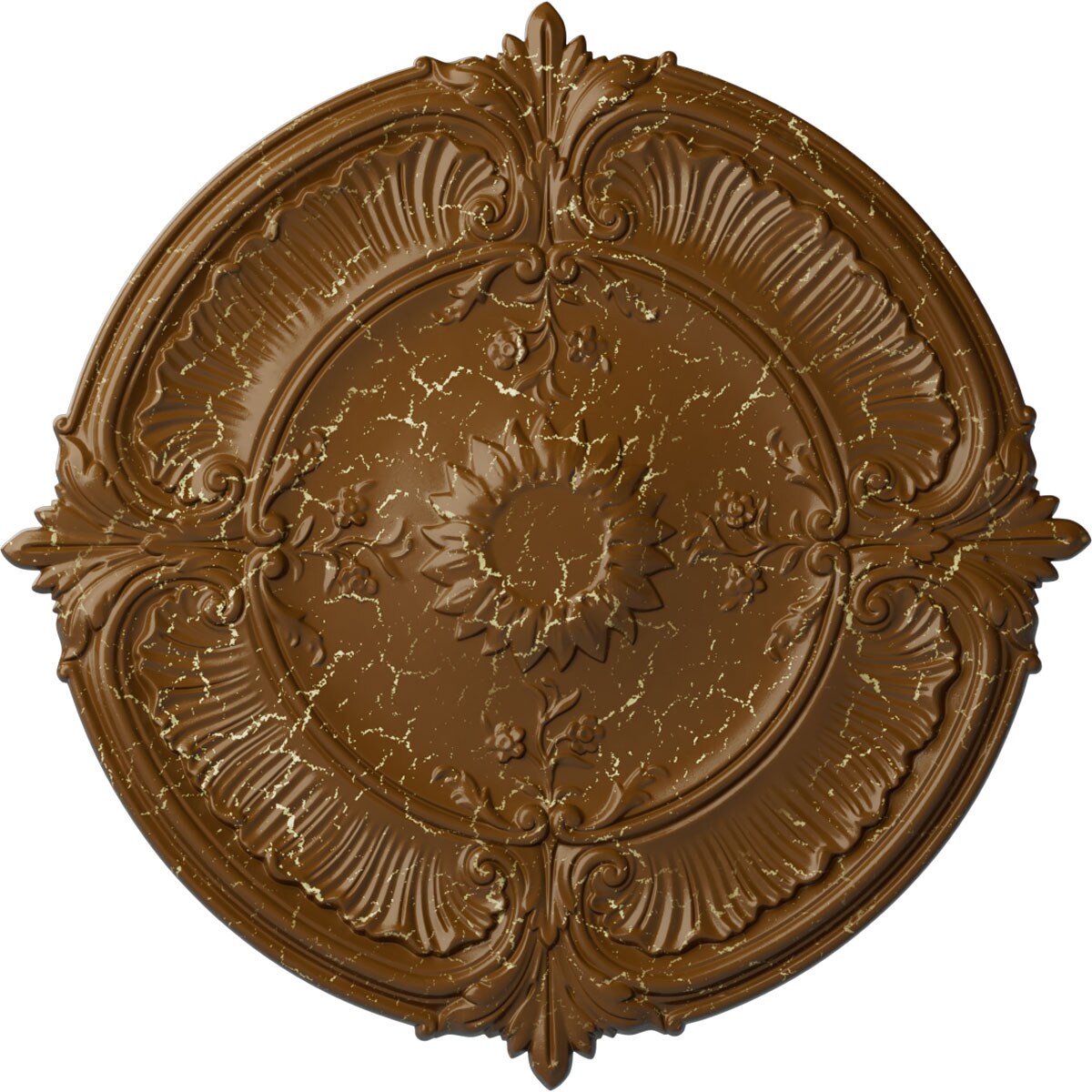 Ekena Millwork CM30ATSTC Attica Acanthus Leaf 30.125-in W x 30.125-in L Painted Smokey Topaz Crackle Polyurethane Whole Ceiling Medallion