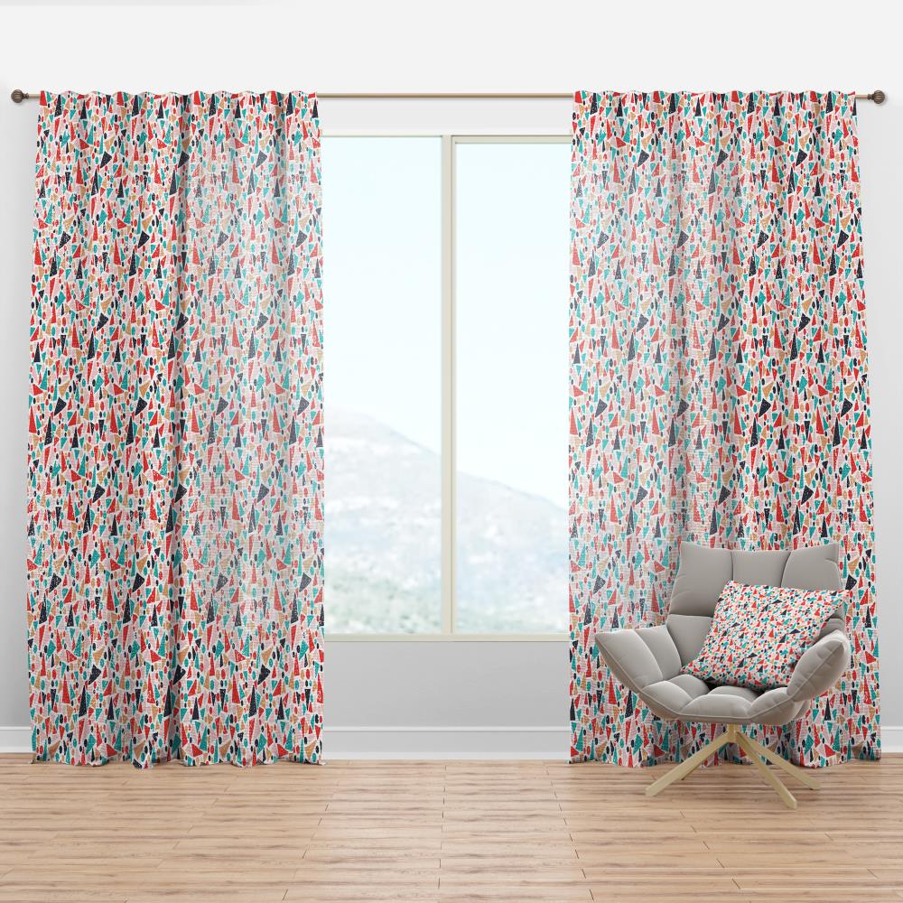 Designart CTN24126-52-95 95-in Blue Abstract Room Darkening Thermal Lined Rod Pocket Single Curtain Panel