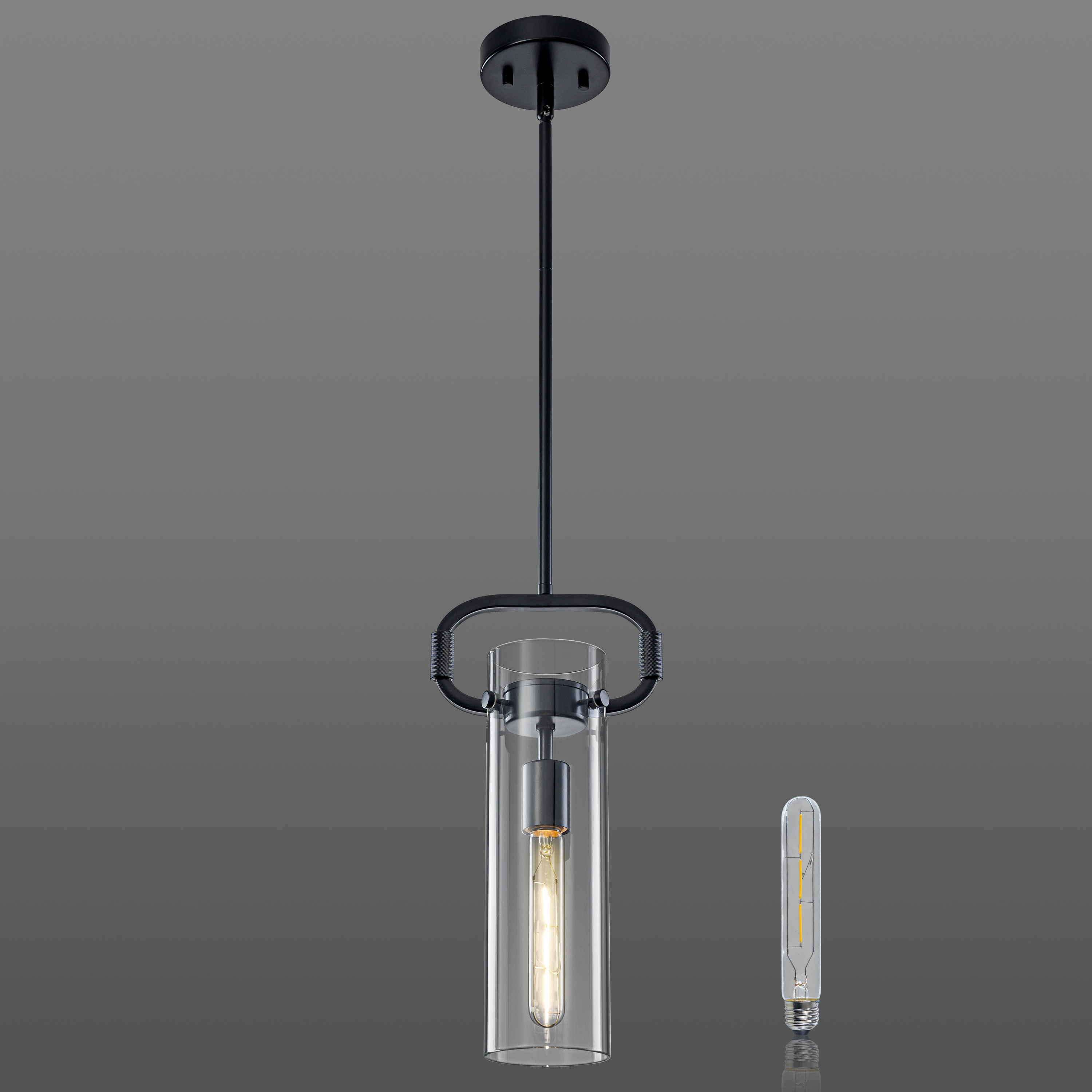 GoYeel 1 -Light Black Modern/contemporary Clear glass Cylinder Hanging Pendant Light