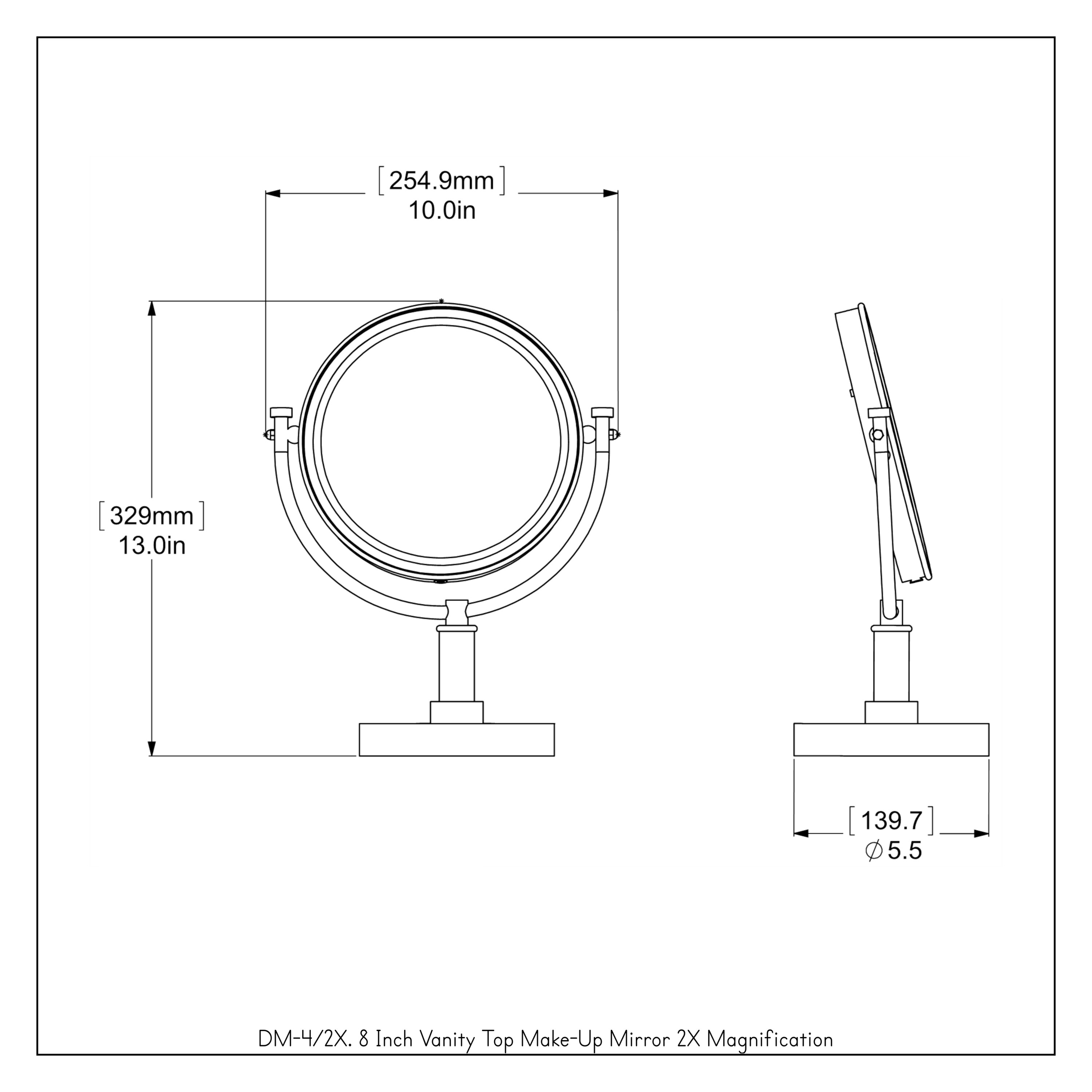 Allied Brass DM-4/2X-GYM Makeup-Mirrors - View #3
