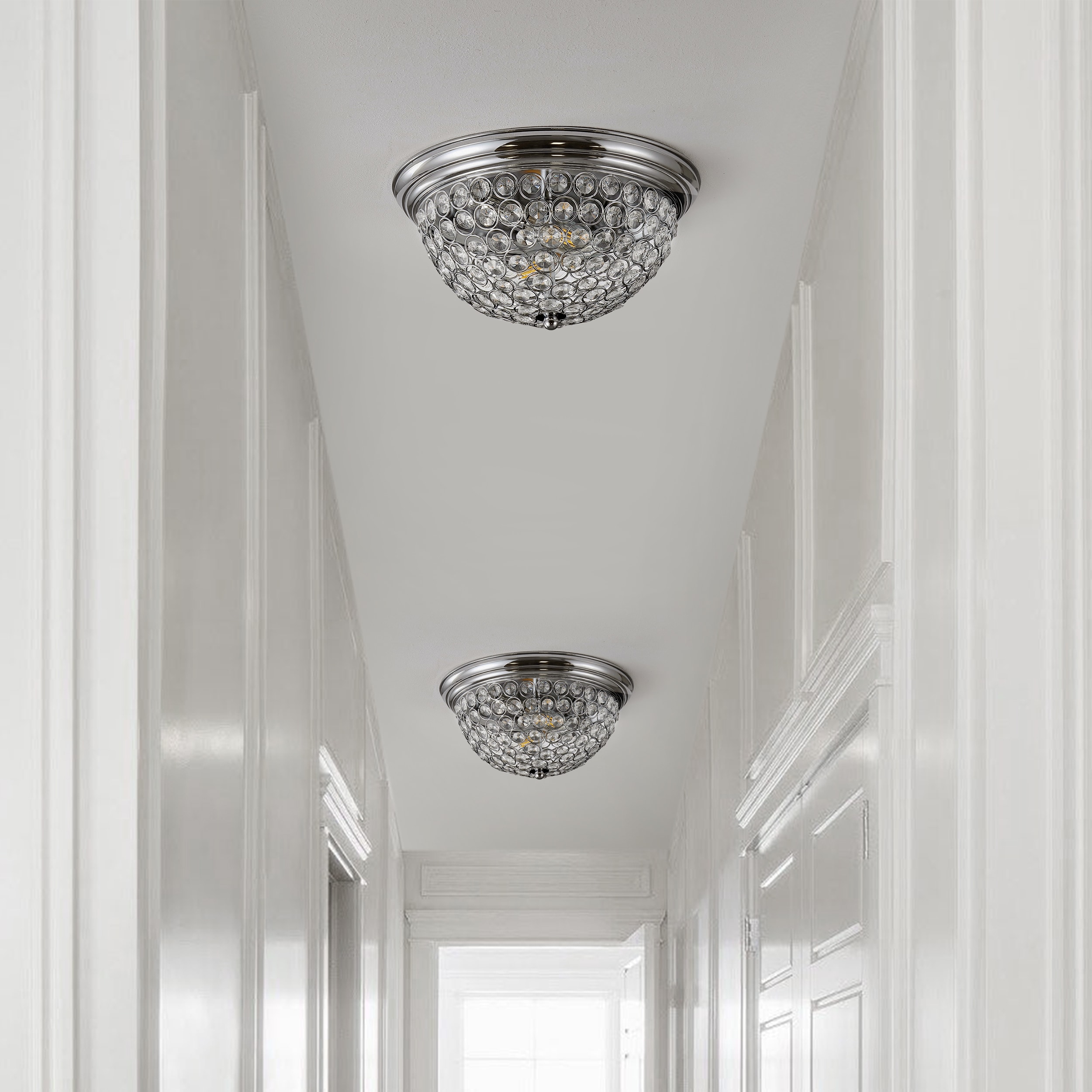 12" Clear Crystal and Chrome LED Flush Mount Light