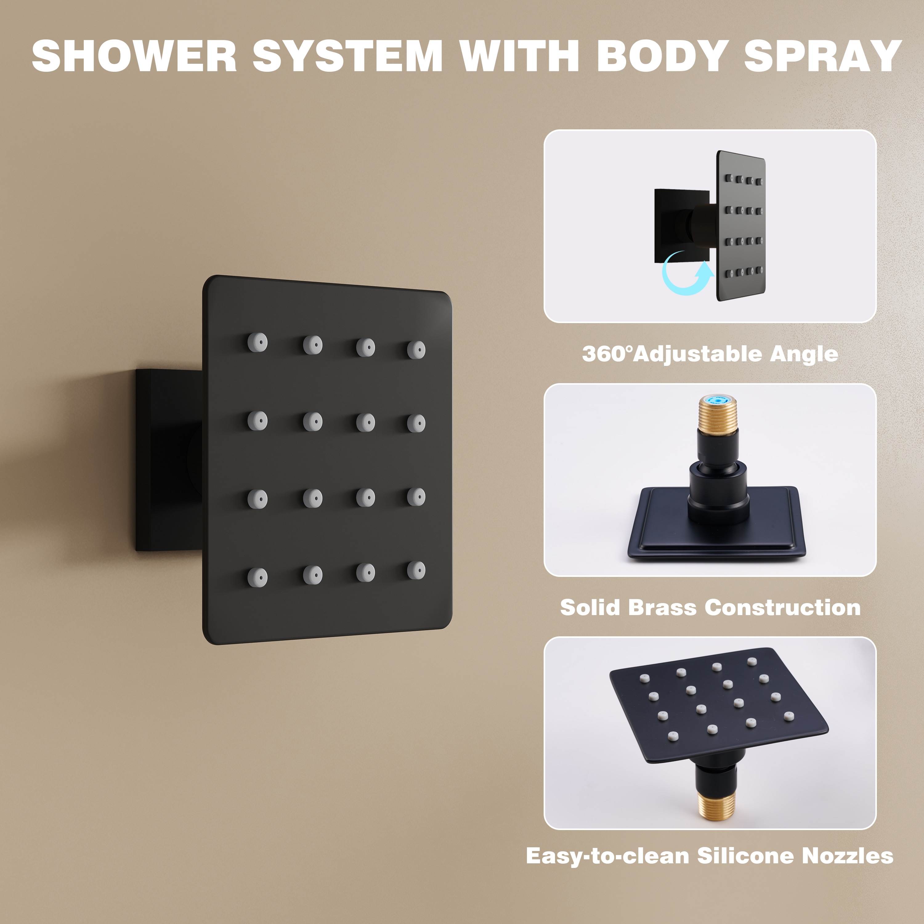 WELLFOR SPA-88003BG Showerhead-Bar-Panels - View #8