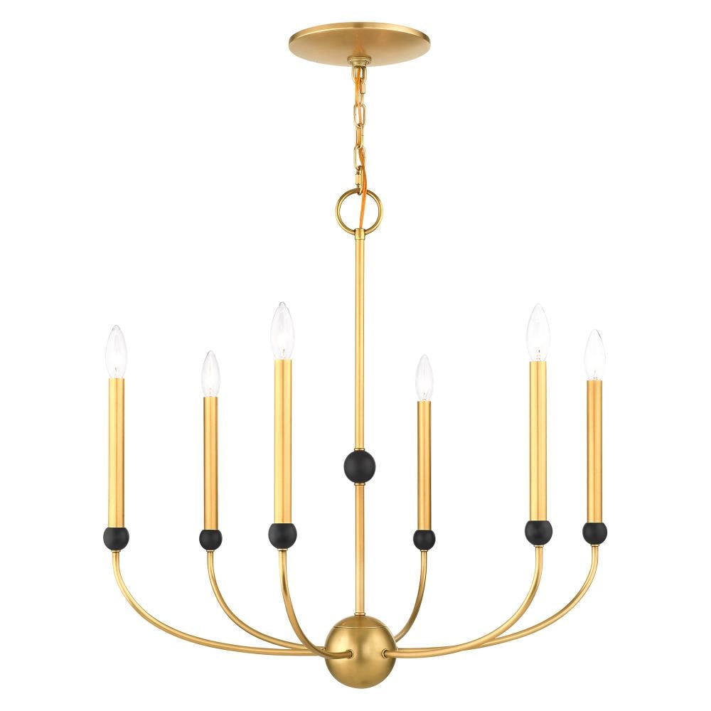 Livex Lighting 46316-08 Cortlandt 6 -Light Brushed Brass Mid-century For Use in Bathrooms, Bedrooms, Dining Rooms, Foyers, Kitchens, Living Rooms Chandelier