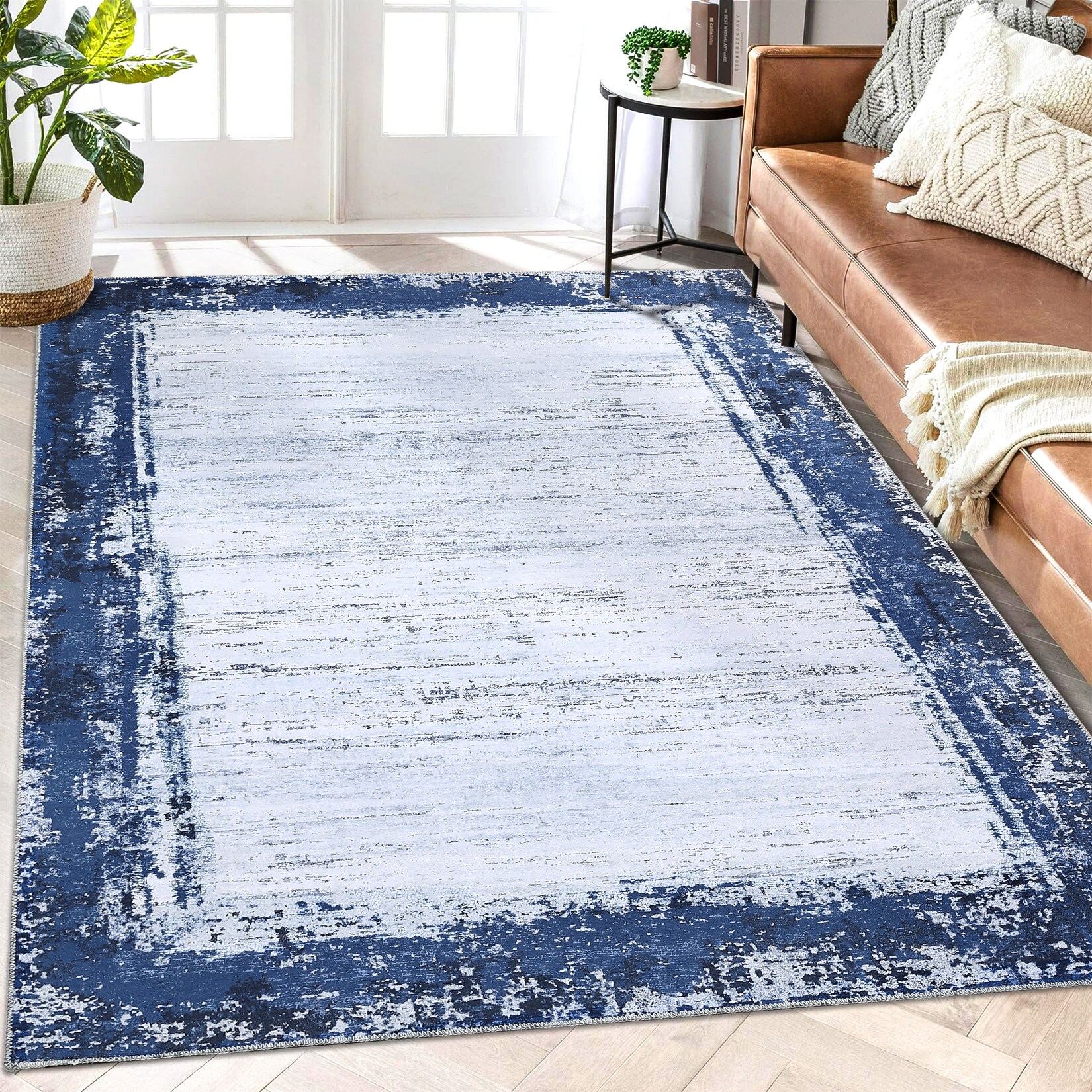 Garvee YXY-LO-PHO-10RRCM3X 10 x 13 (ft) Loomed Polyester Navy Blue Rectangular Indoor Ombre Mid-Century Modern Machine washable Area rug