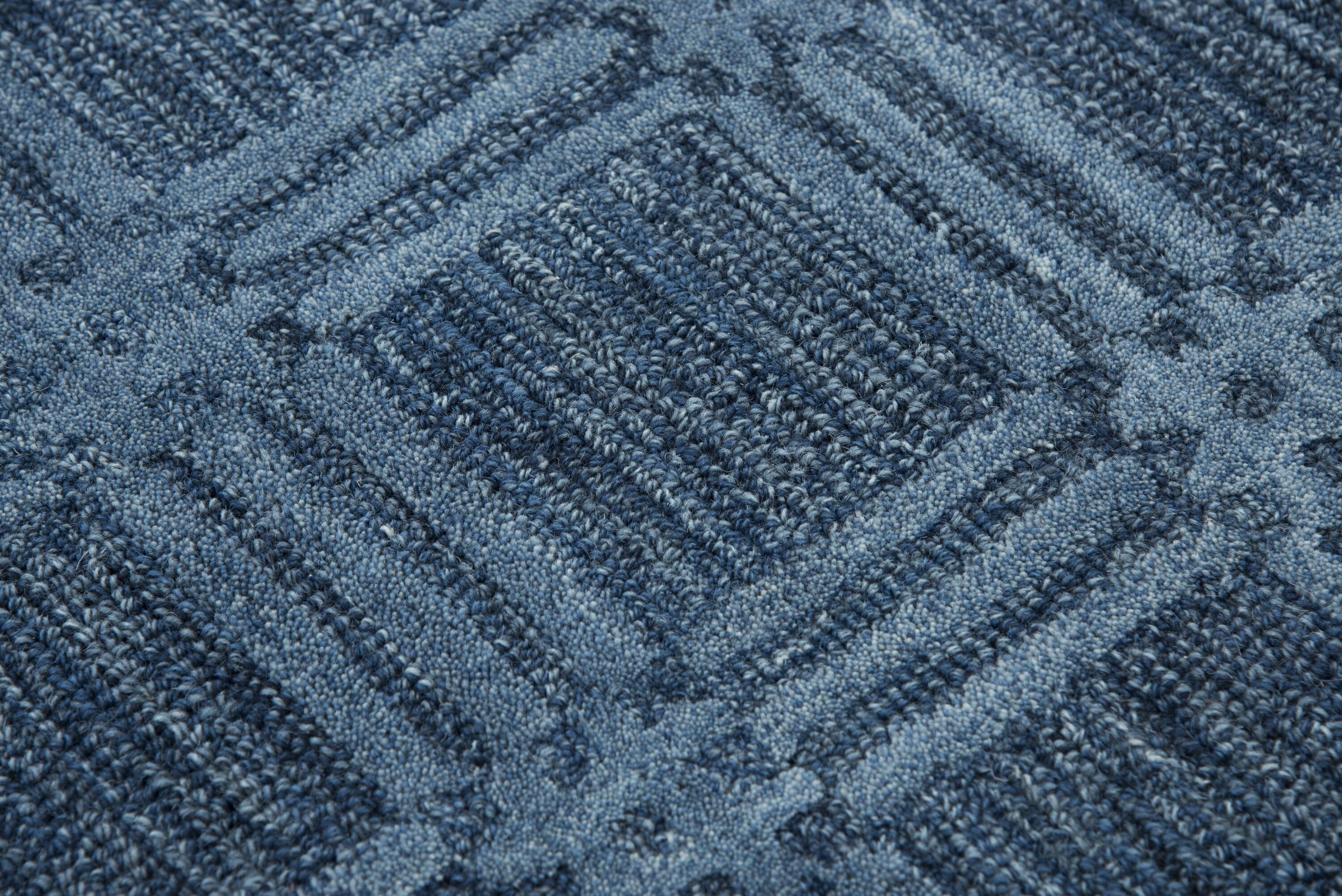 Emerson 9' x 12' Blue Hand-Tufted Wool Area Rug