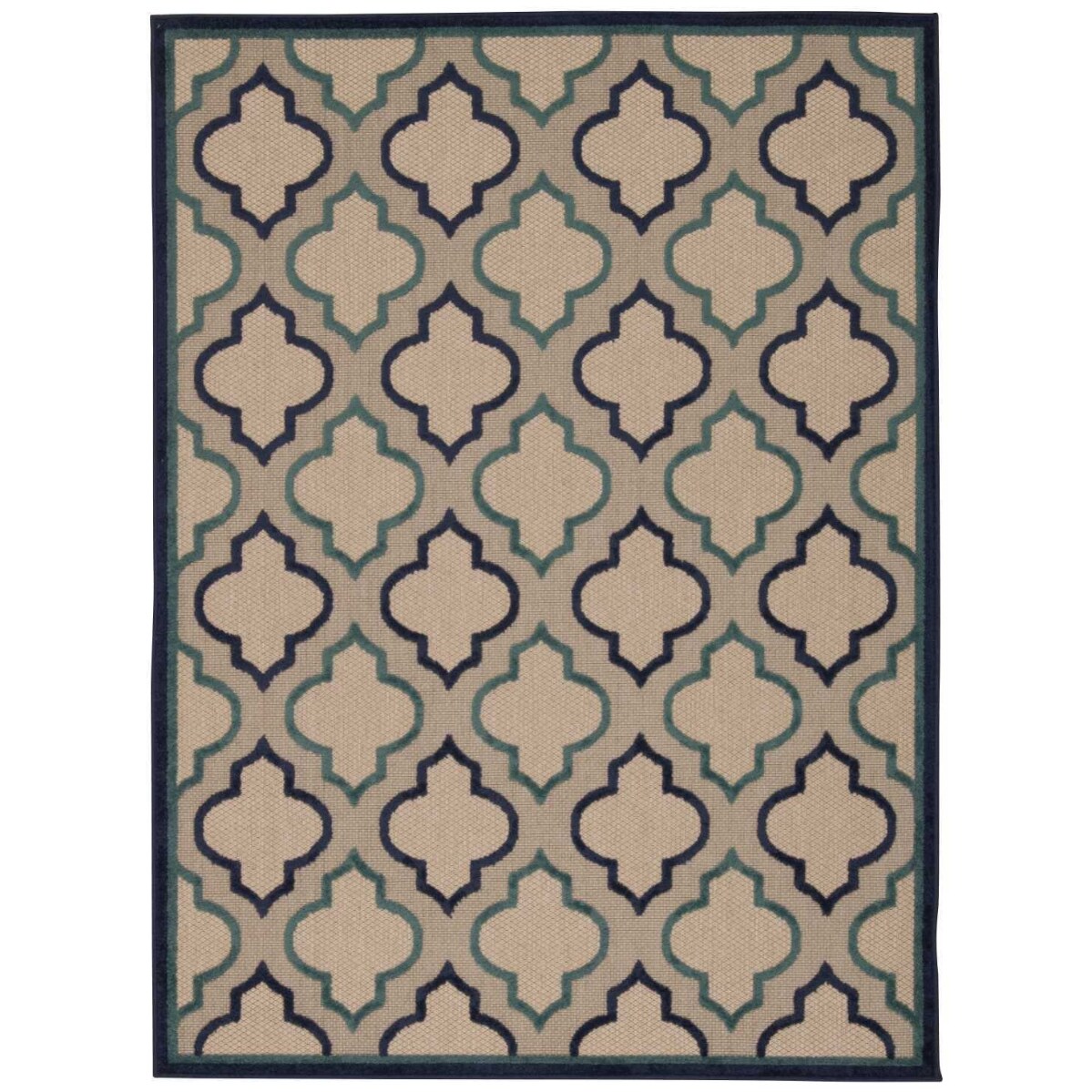 HomeRoots 4000384719 8 x 11 (ft) Polypropylene Navy Rectangular Indoor/Outdoor Geometric Area rug