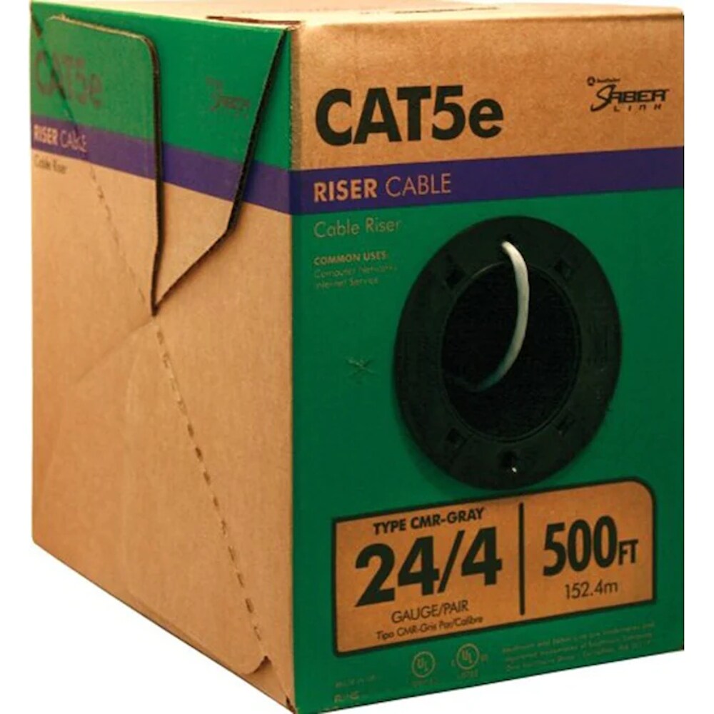 Southwire 500-ft 24 CAT 5e 4 Riser Gray Data Cable Pull box in the Data ...