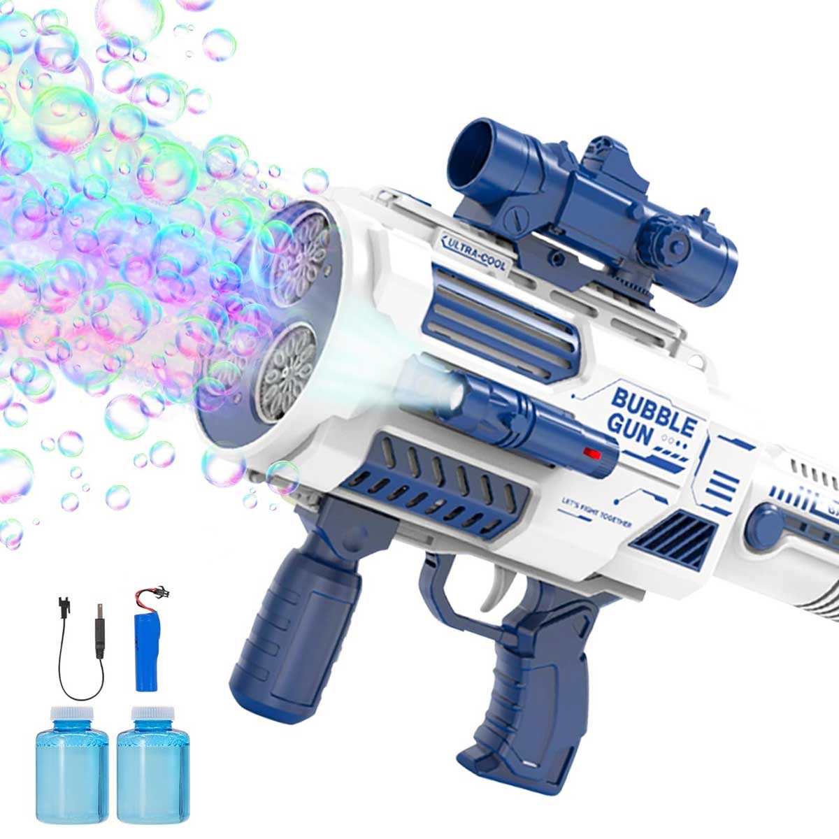 Aoibox LABBM2920 Automatic Bubble Gun with Built in Solution 3 Fans Drive 6X Lens Blower Machine for Summer Outdoor Party Birthday Wedding Toy