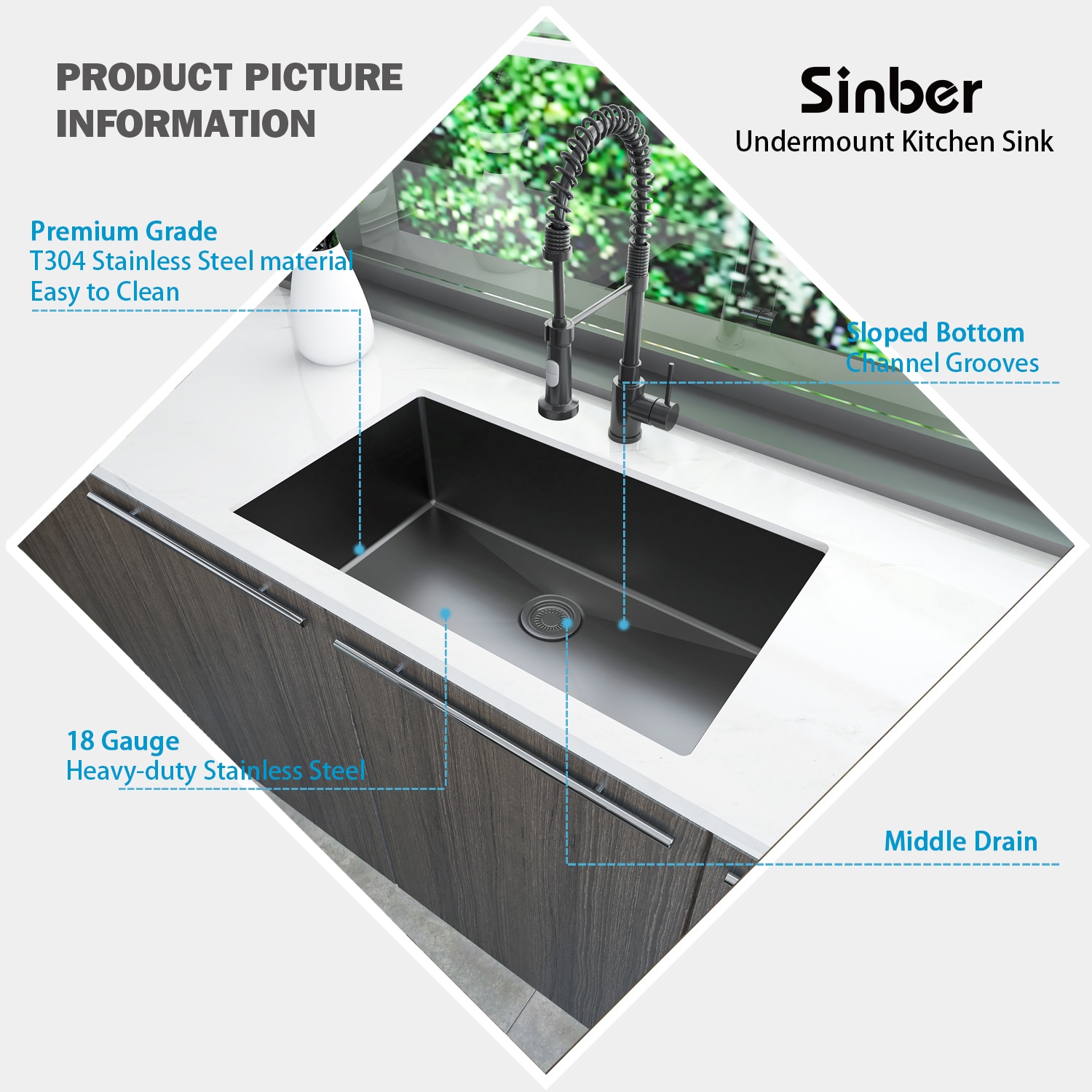 Sinber HU3219S-BR Kitchen-Sinks - View #4