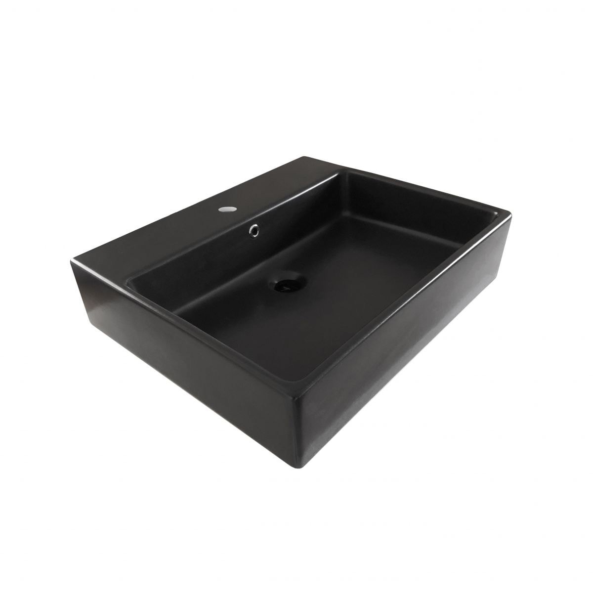 WS Bath Collections Simple Matte Black Ceramic Vessel Rectangular ...