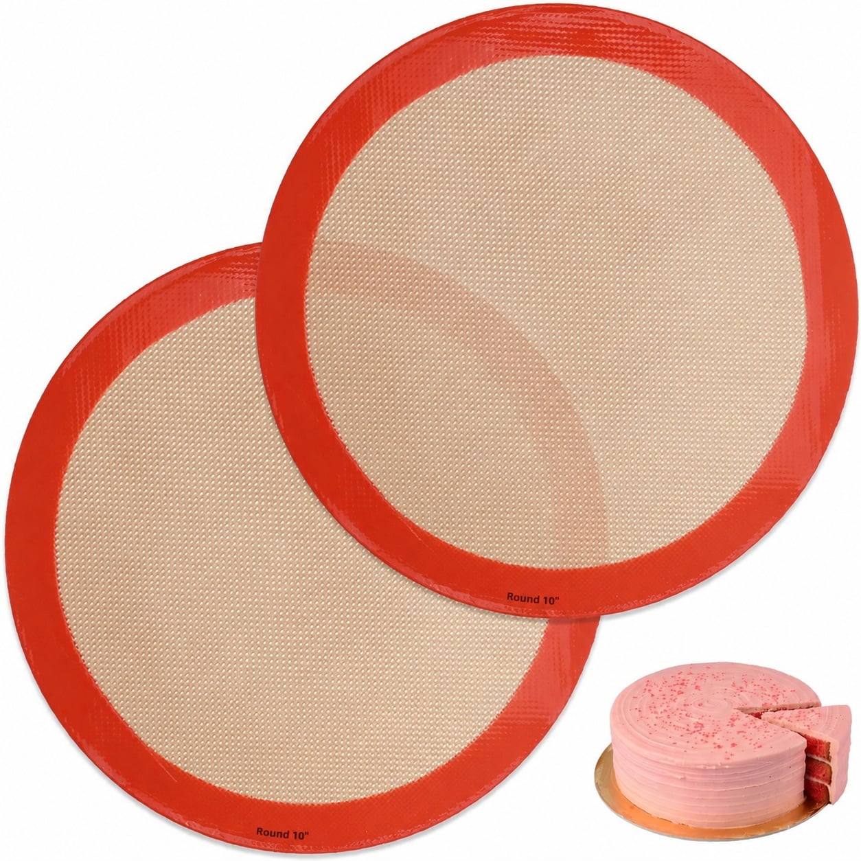 DHMHD Round Silicone Baking Mats for 10 Inch Cake Pan and Tortilla Press 2 Pack Food Grade Non Stick Reusable durable home and garden accessory #LDH0811X268