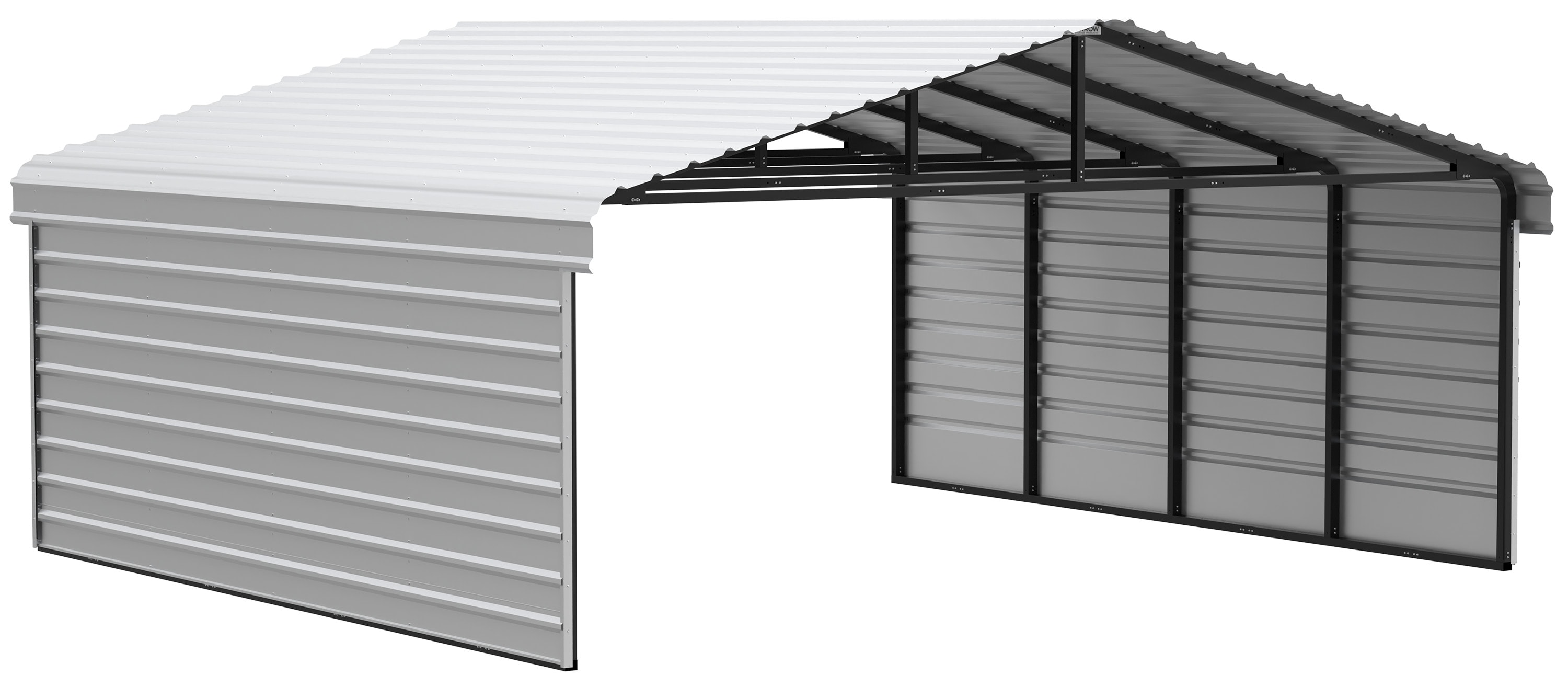 Arrow CPH202007ECL2 20-ft W x 20-ft L x 7-ft H Eggshell Metal Carport with Metal Roof