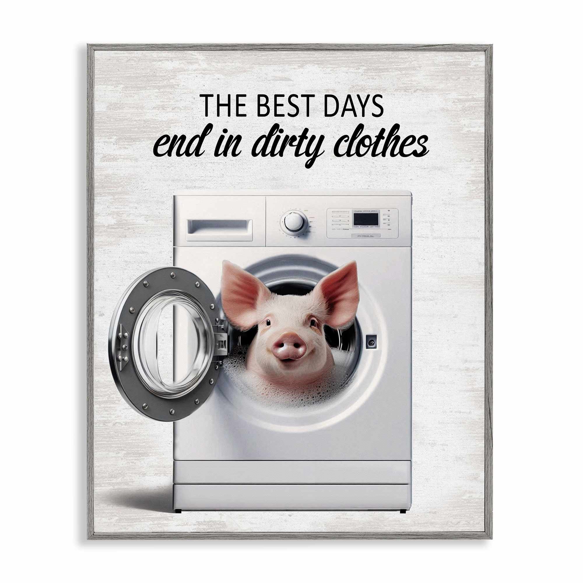 Stupell Industries BS-857-GFF-11X14 Best Days and Dirty Clothes Gray Framed Giclee Art By Lettered and Lined 11 x 14