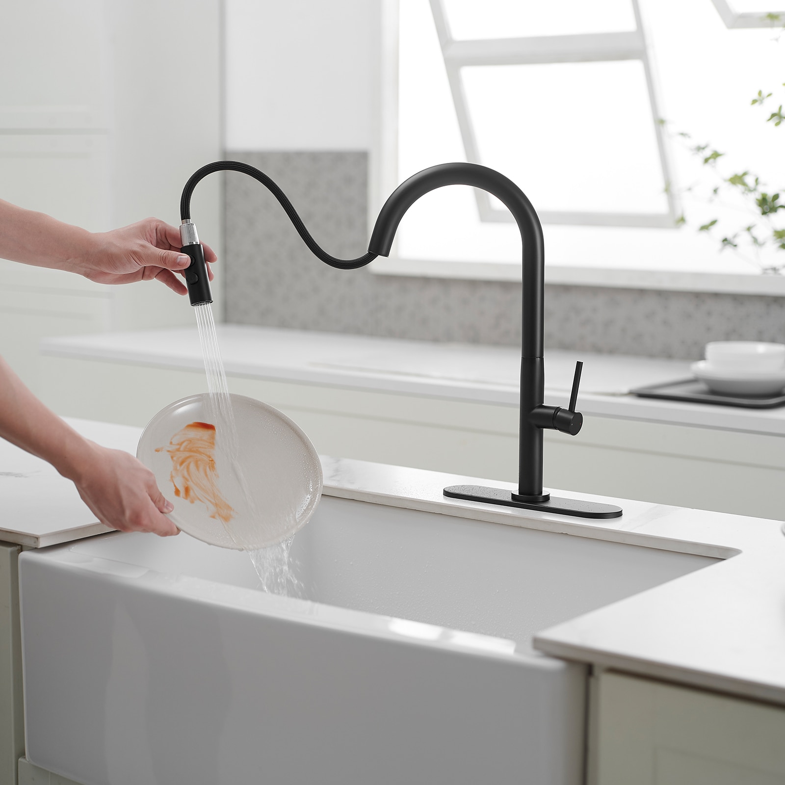 Matte Black Brass High Arc Single Handle Kitchen Faucet