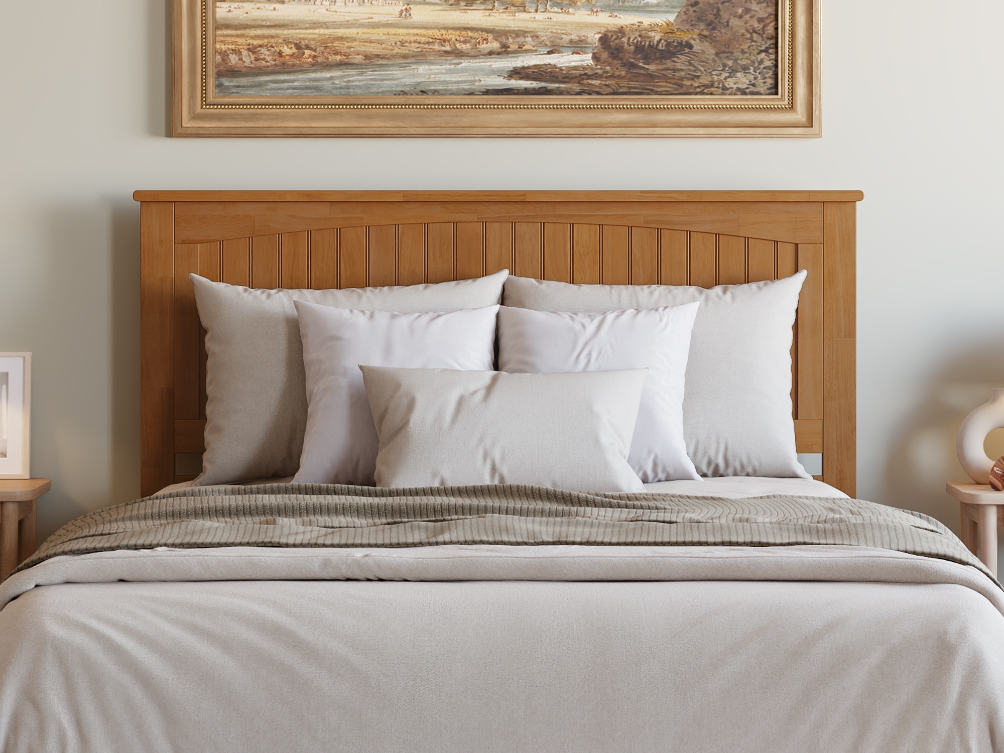 Nantucket Light Toffee Queen Solid Wood Platform Bed with Headboard