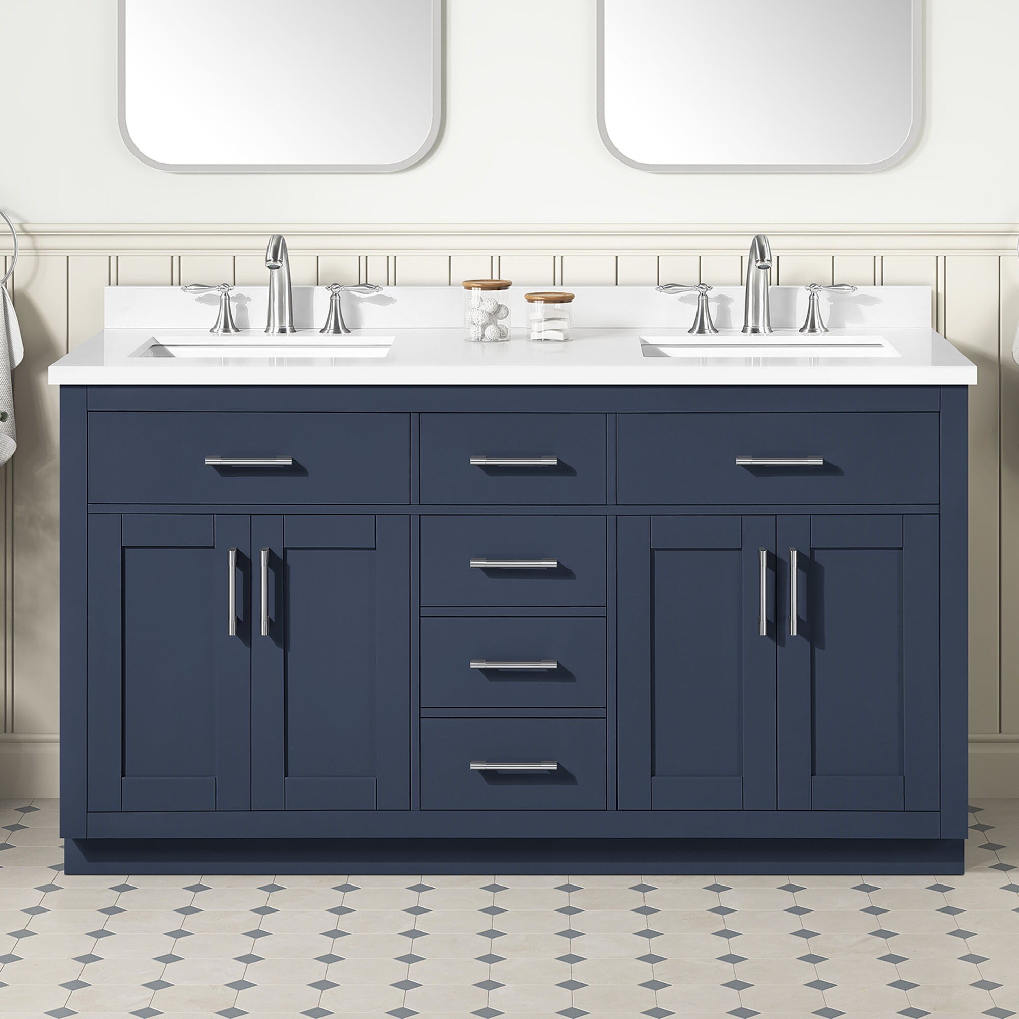 OVE Decors Bailey Undermount Single and Double Sink Bathroom Vanity with White Quartz Top (Fully Assembled)