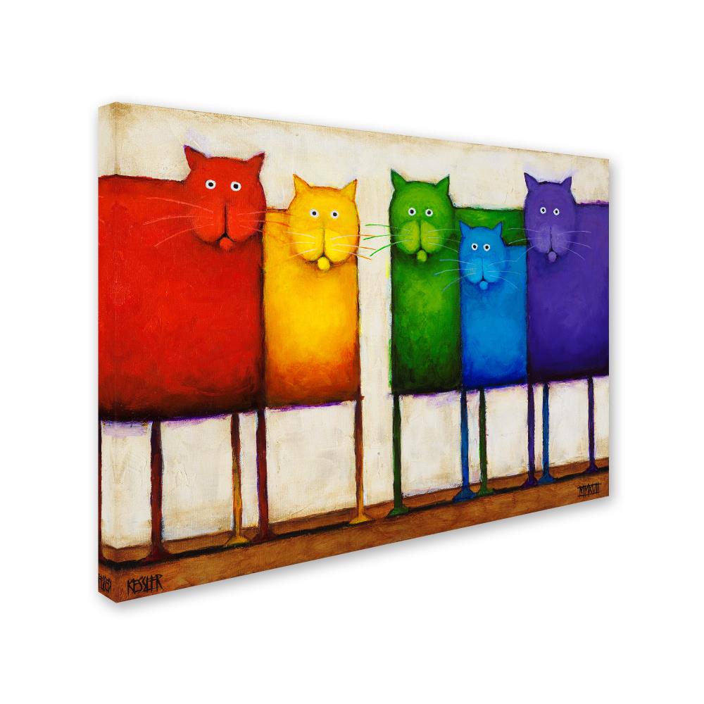 Colorful Rainbow Cats Canvas Art for Kids Nursery