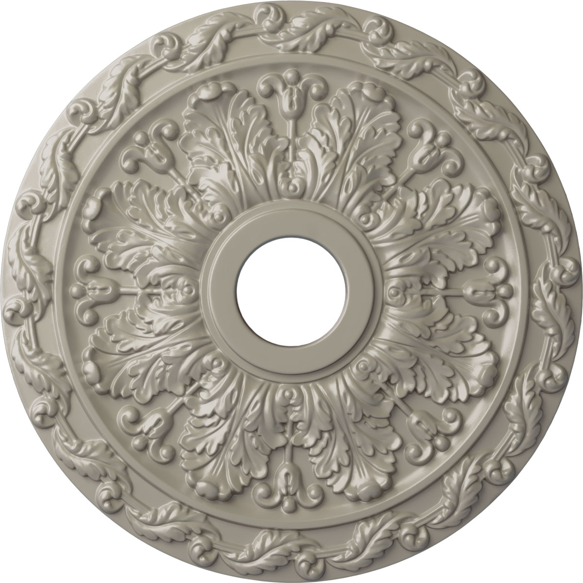 Ekena Millwork CM19SPPWS Spring Leaf 19.875-in W x 19.875-in L Painted Pearl White Polyurethane Whole Ceiling Medallion