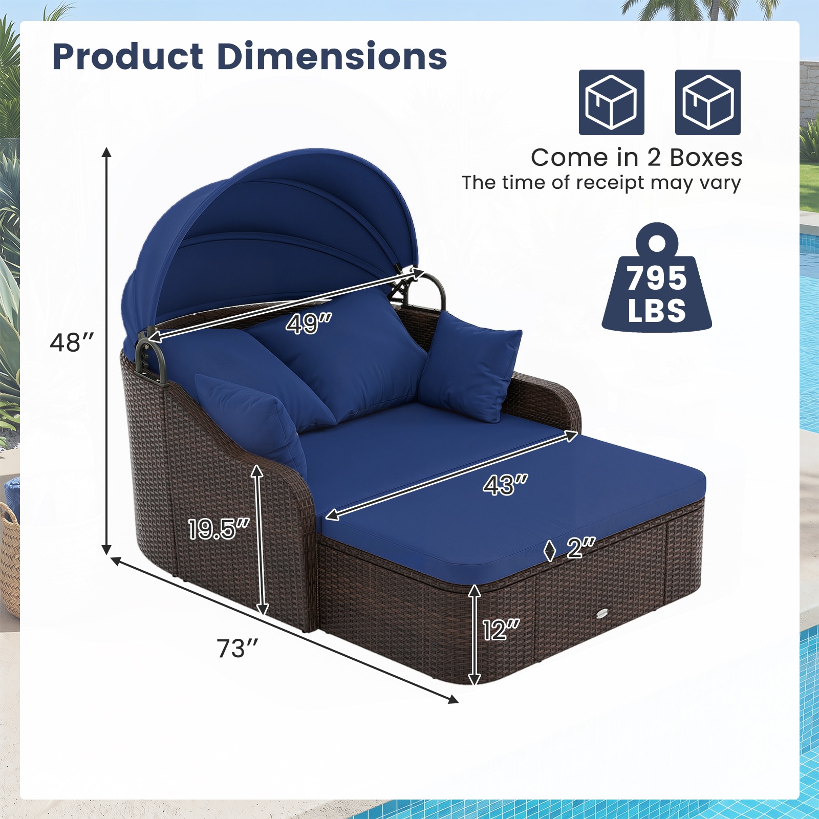 Costway HCST16041 Patio-Sofas-Daybeds - View #2
