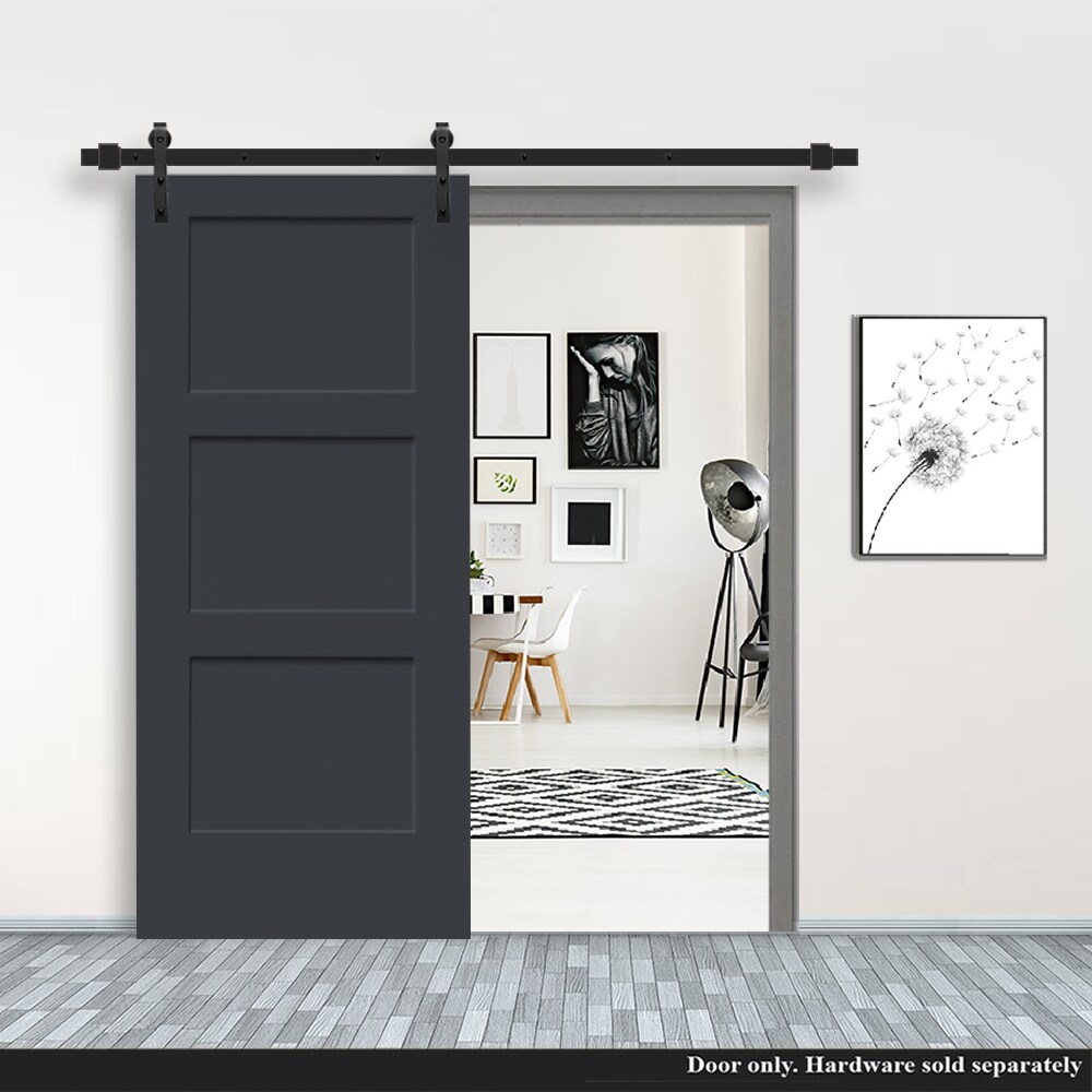 CALHOME 30-in x 80-in Charcoal Gray MDF Single Barn Door in the Barn ...