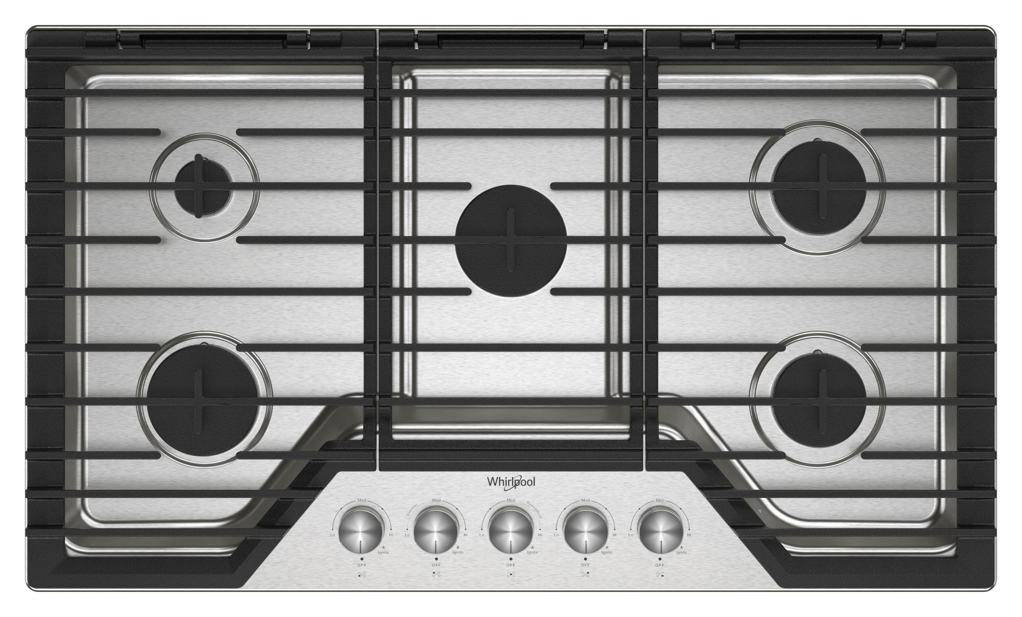 Whirlpool WCGK7036PS 36-in 5 burners Stainless steel Gas Cooktop