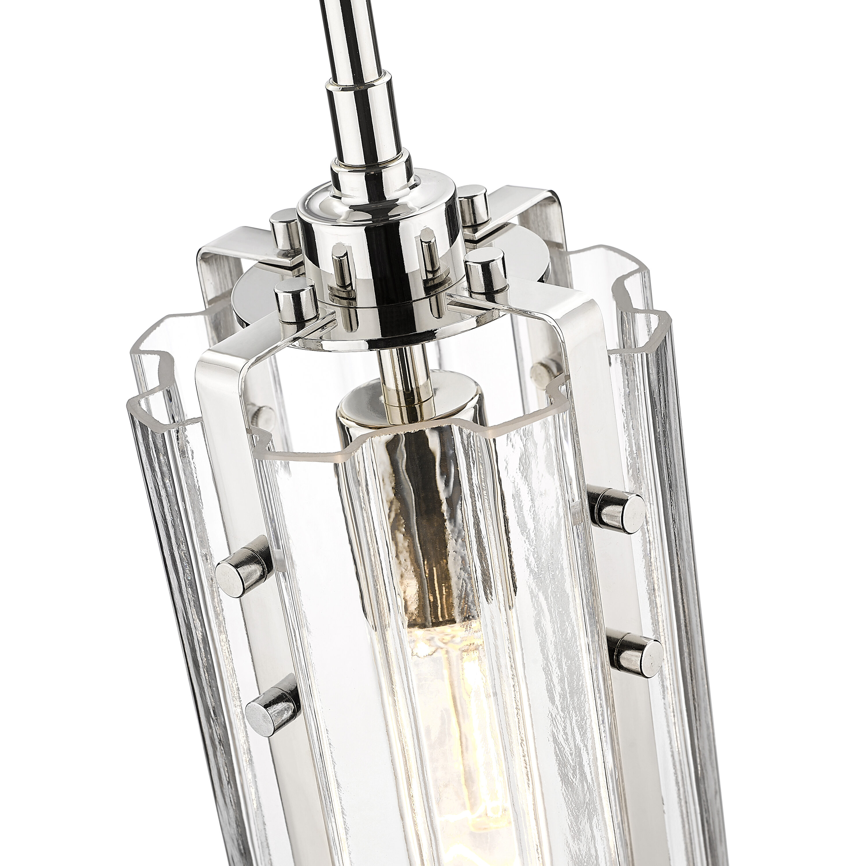 Polished Nickel 12" Mini Pendant with Glass Shade