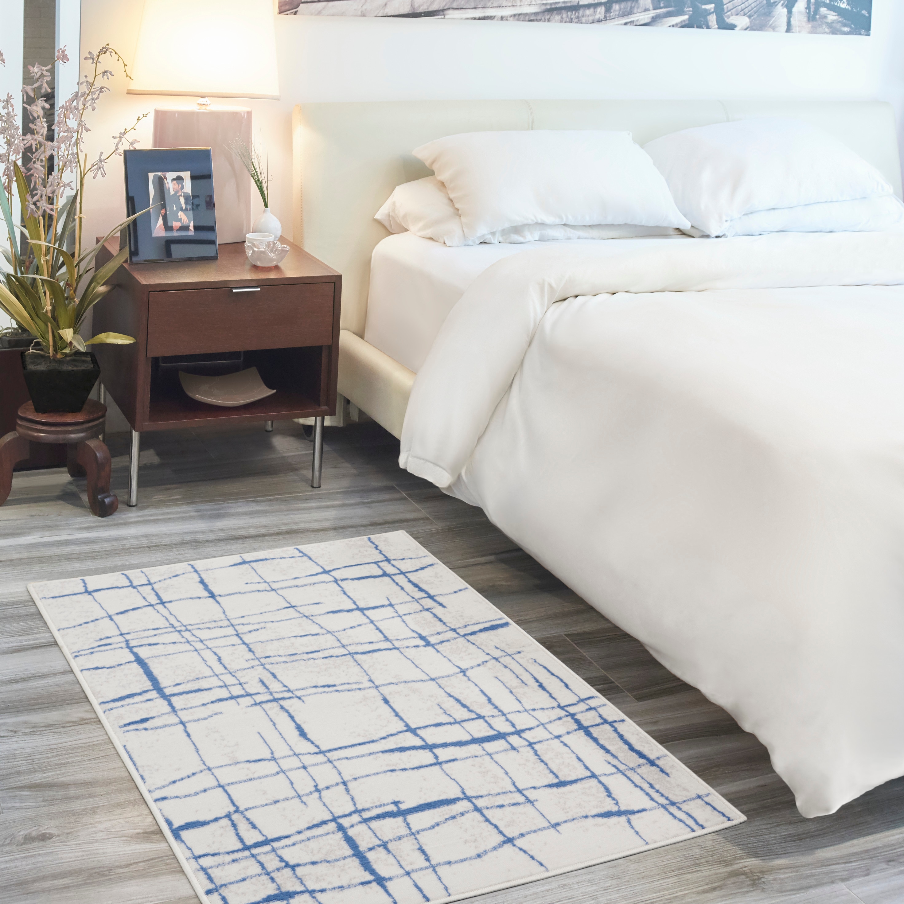 Nourison 99446832955 Whimsicle 3 x 5 (ft) Loomed Polypropylene Ivory Blue Rectangular Indoor Distressed/Overdyed Area rug