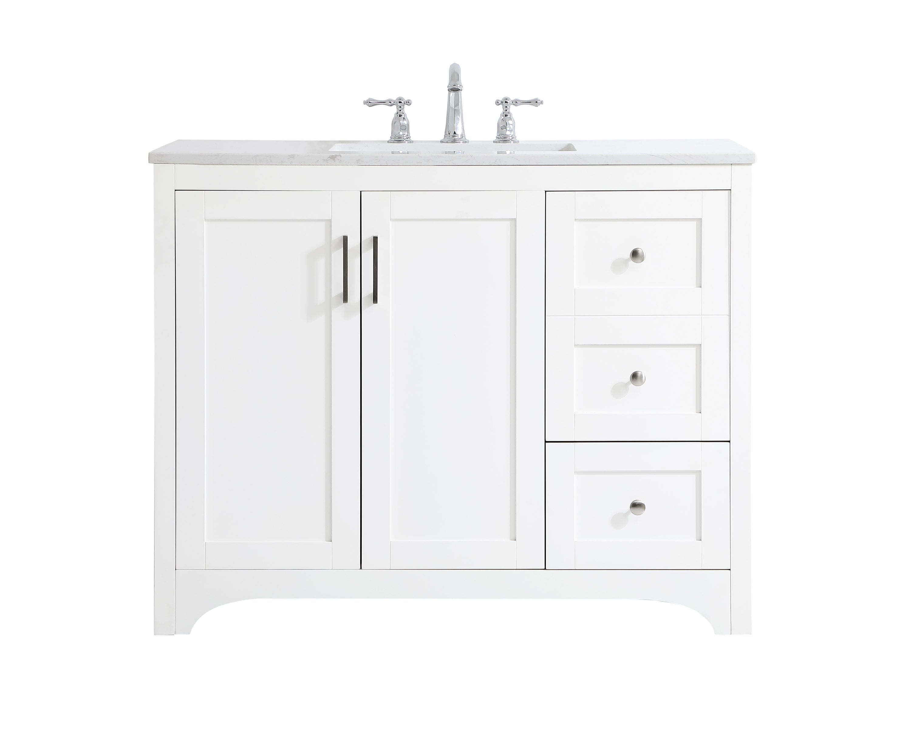 Elegant Decor HF51126WH Home Furnishing 42-in White Undermount Single sink Bathroom Vanity with Calacatta White Engineered marble Top
