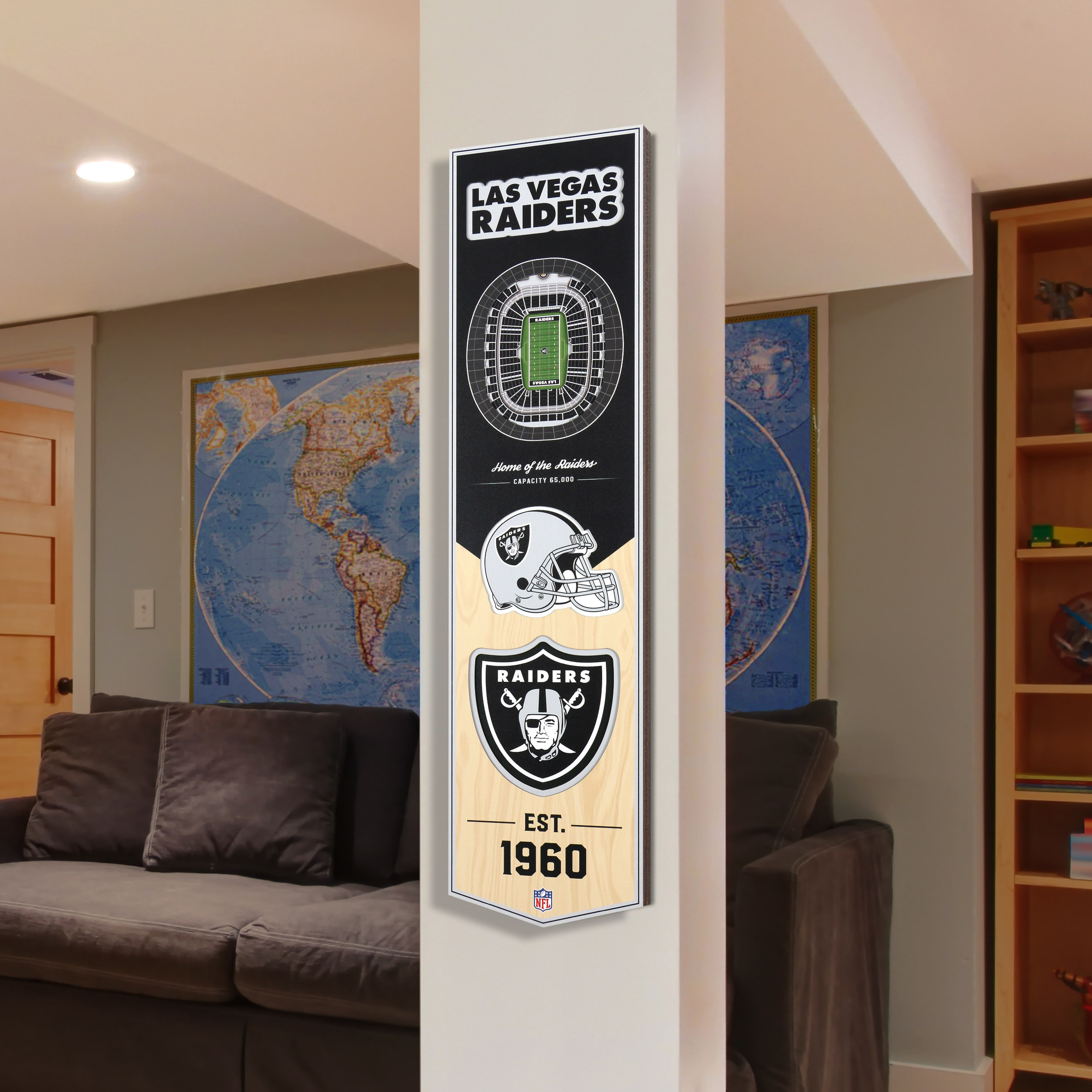 Las Vegas Raiders LED XL Round Wall Décor